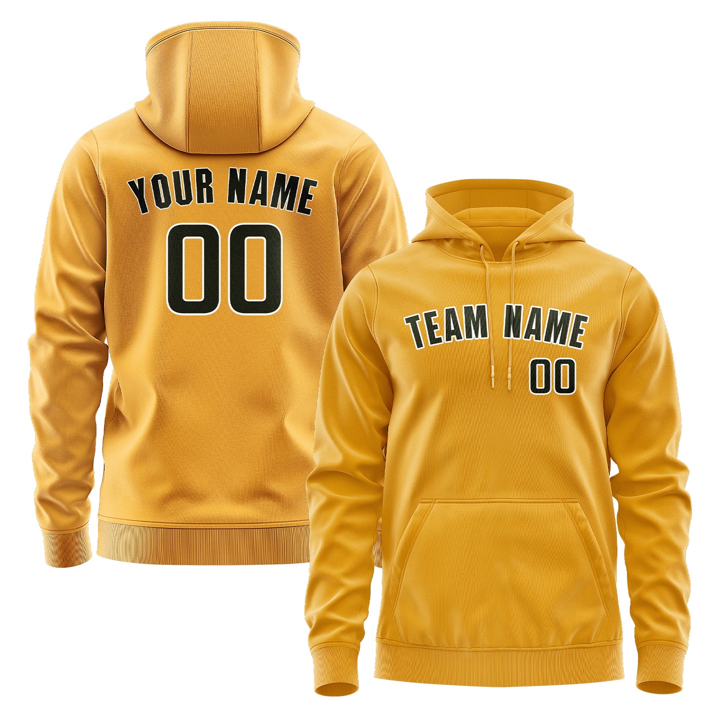 Maßgeschneidertes Gelb Dunkles Oliv Hoodie