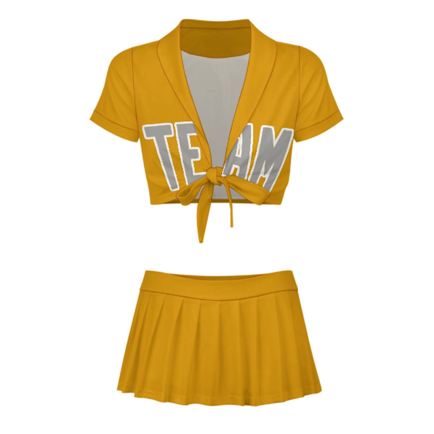 Maßgeschneidertes Gelb Grau Cheerleader Outfit Set