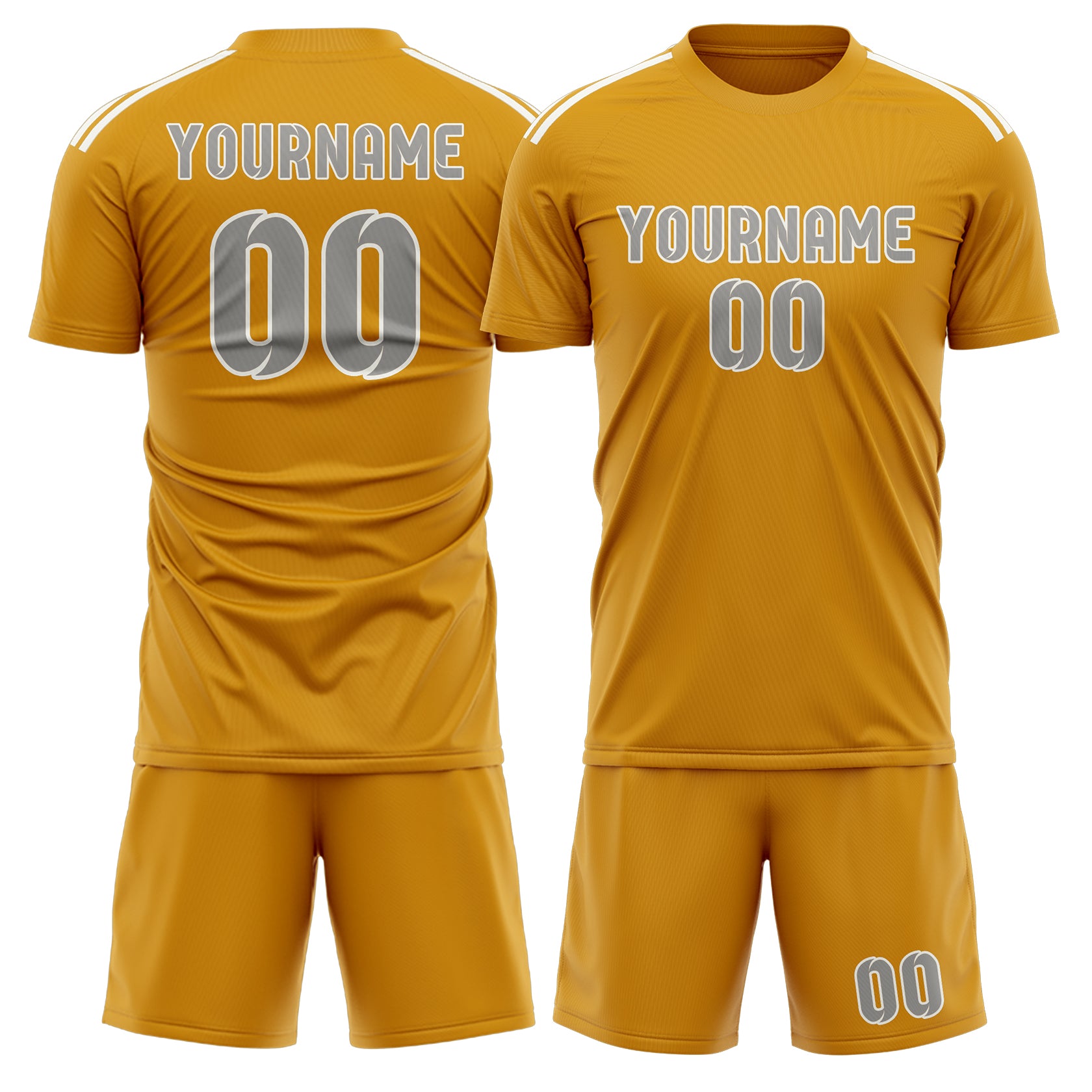 Maßgeschneidertes Professionelles Gelb Grau Fußballtrikot-Set