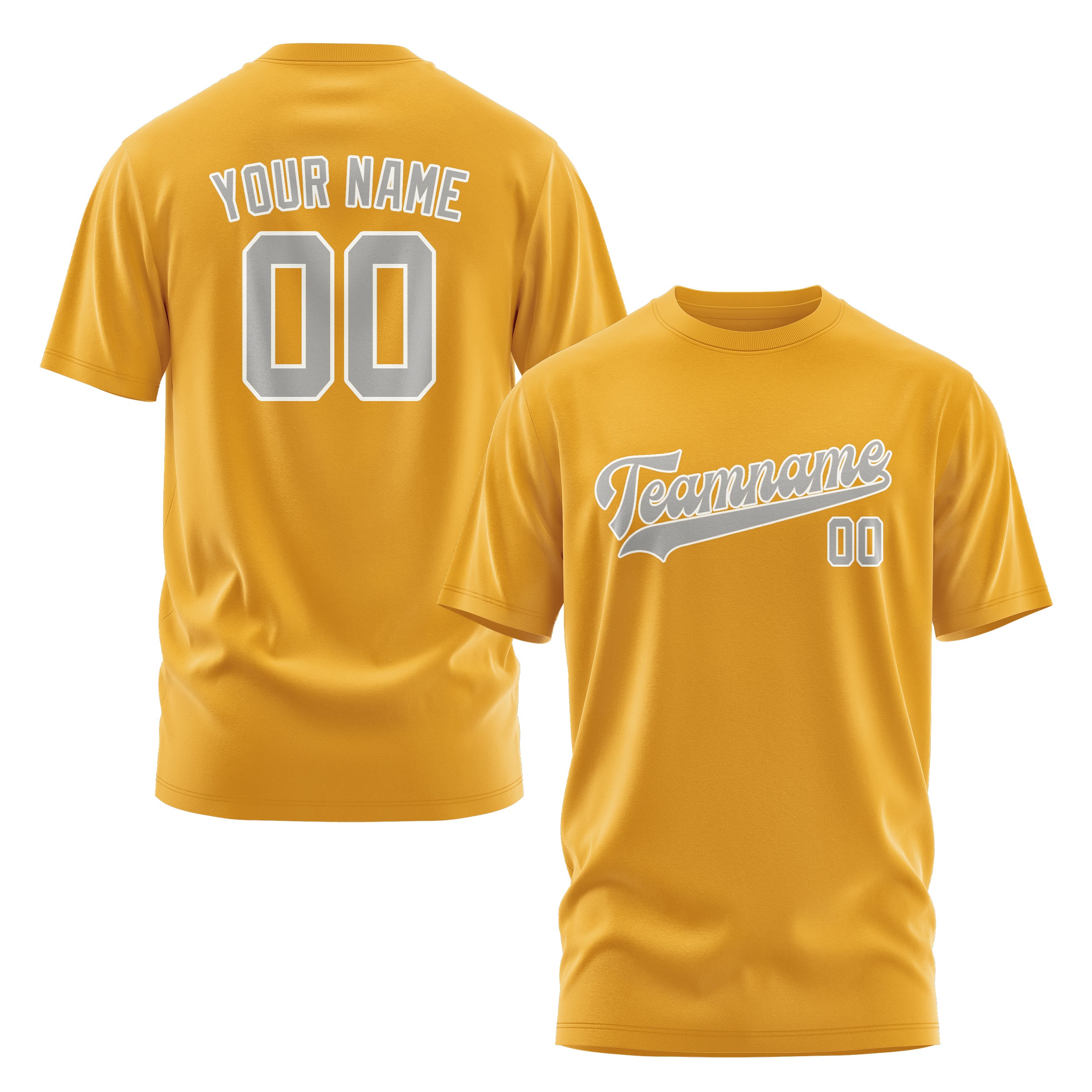 Maßgeschneidertes Gelb Grau T-Shirt