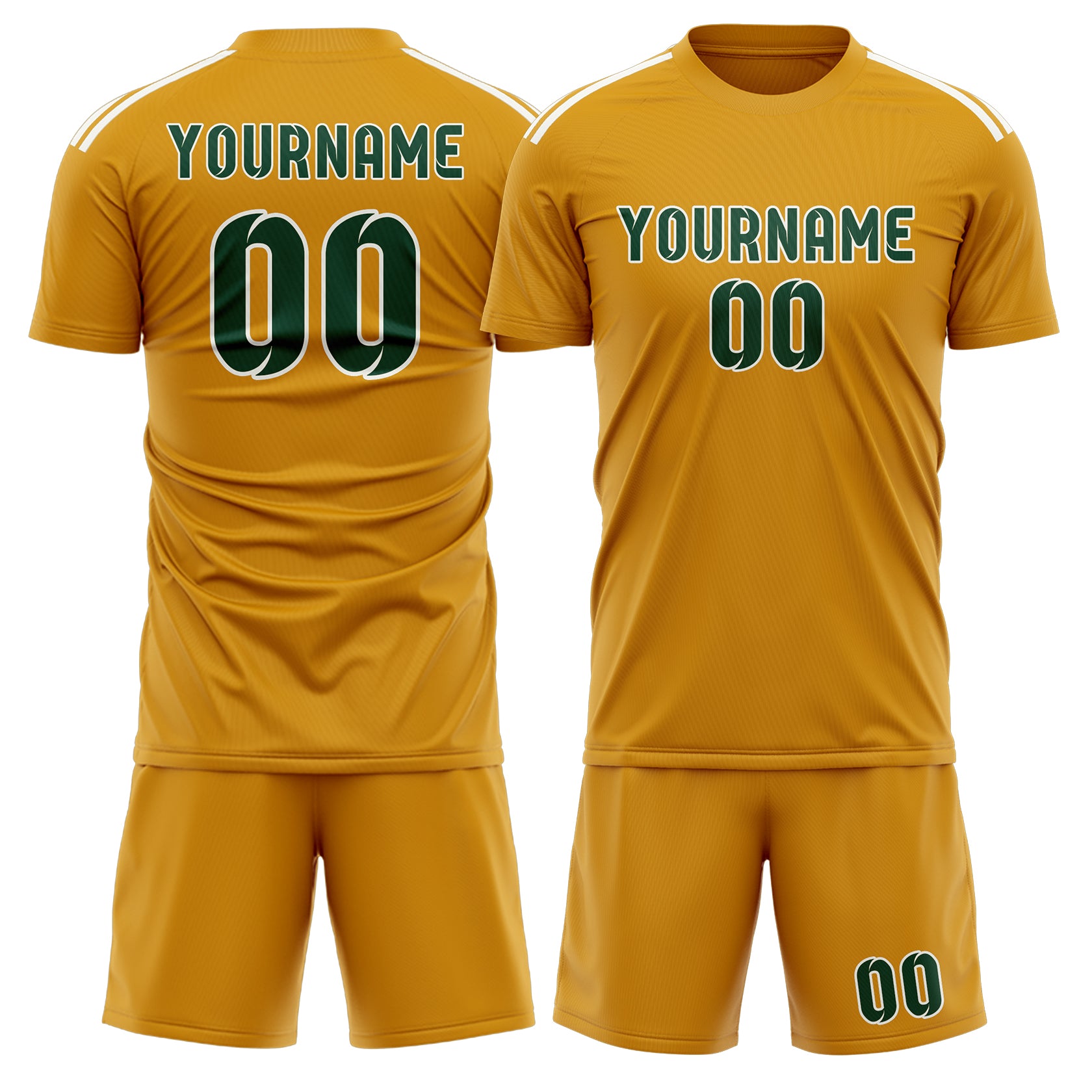 Maßgeschneidertes Professionelles Gelb Moosgrün Fußballtrikot-Set