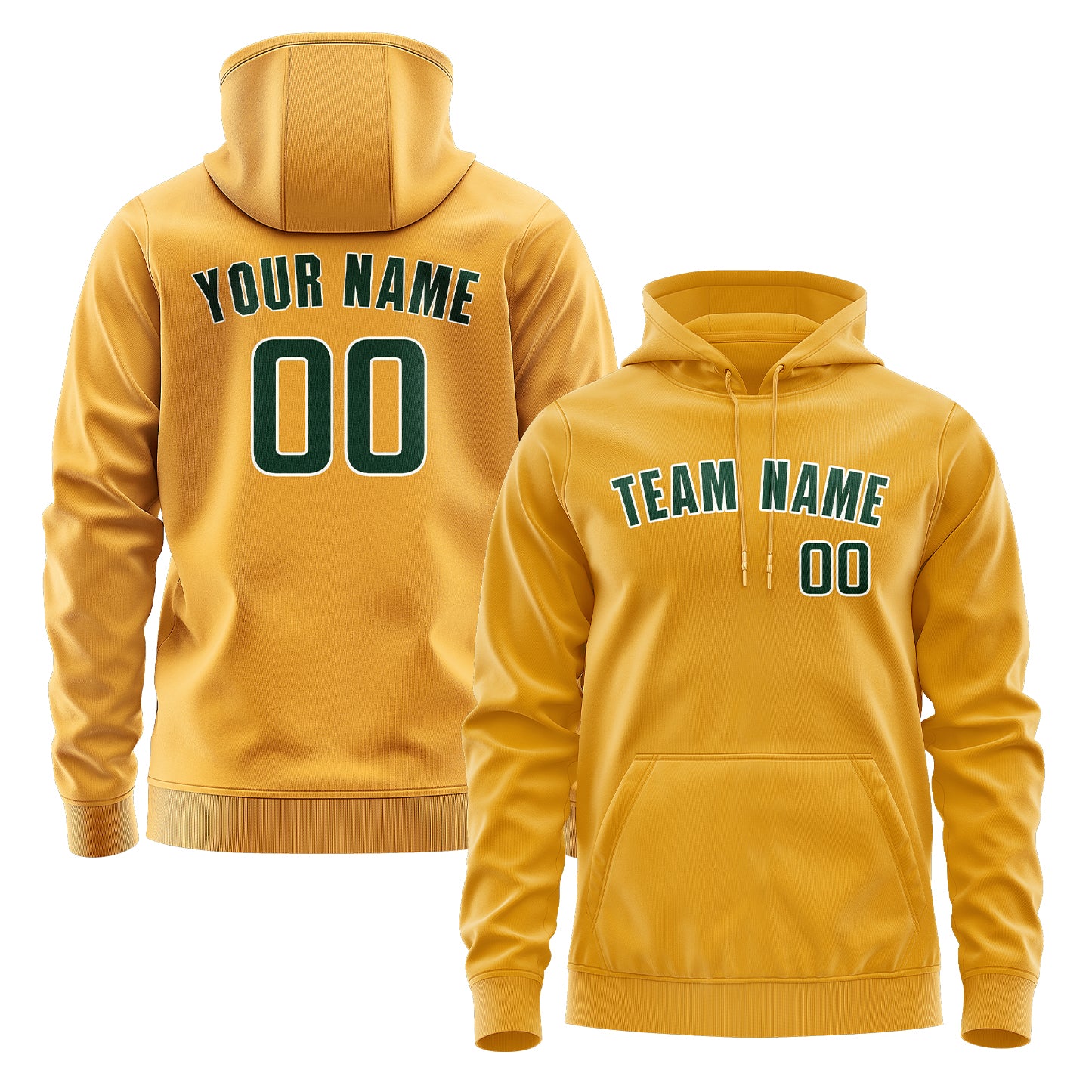Maßgeschneidertes Gelb Moosgrün Hoodie