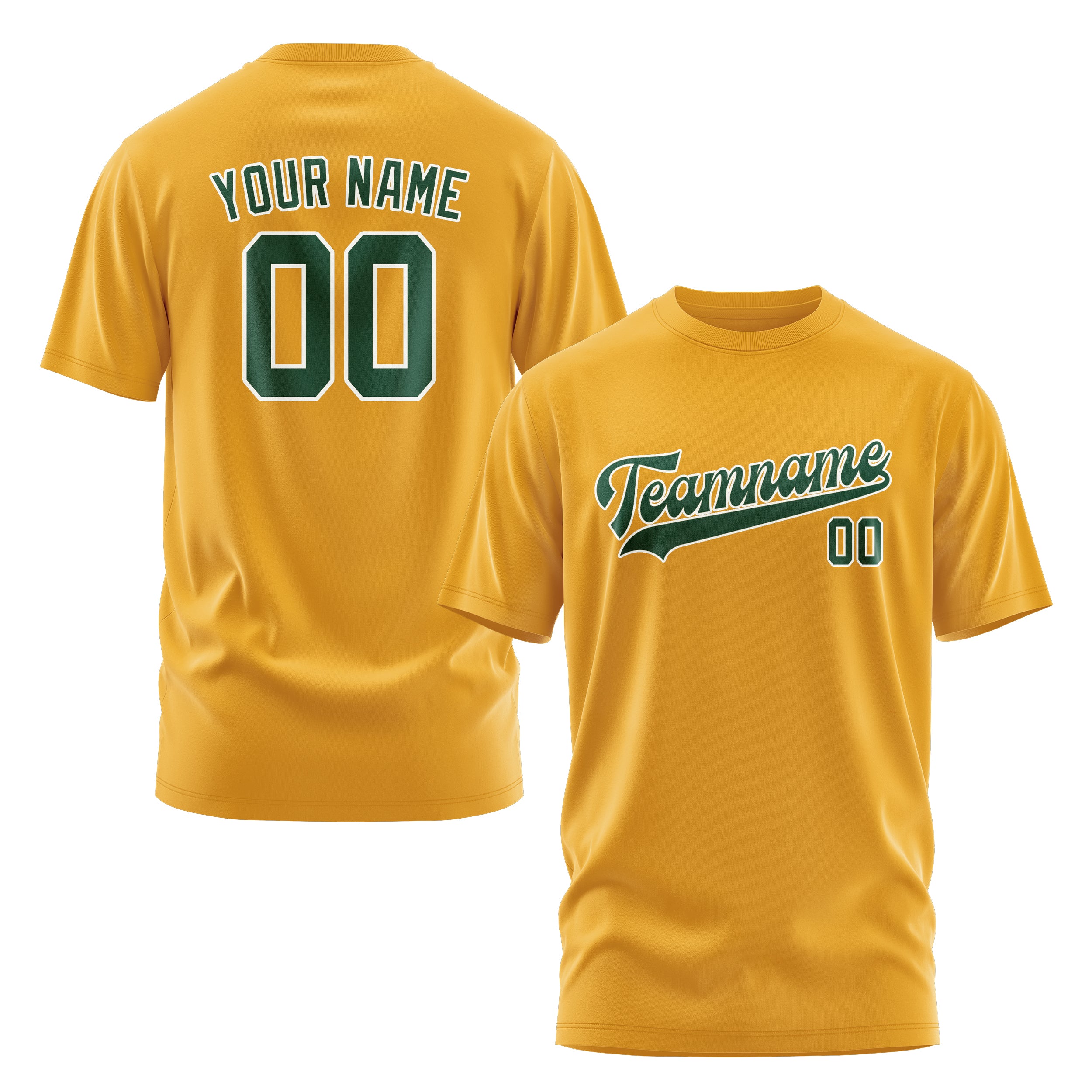 Maßgeschneidertes Gelb Moosgrün T-Shirt