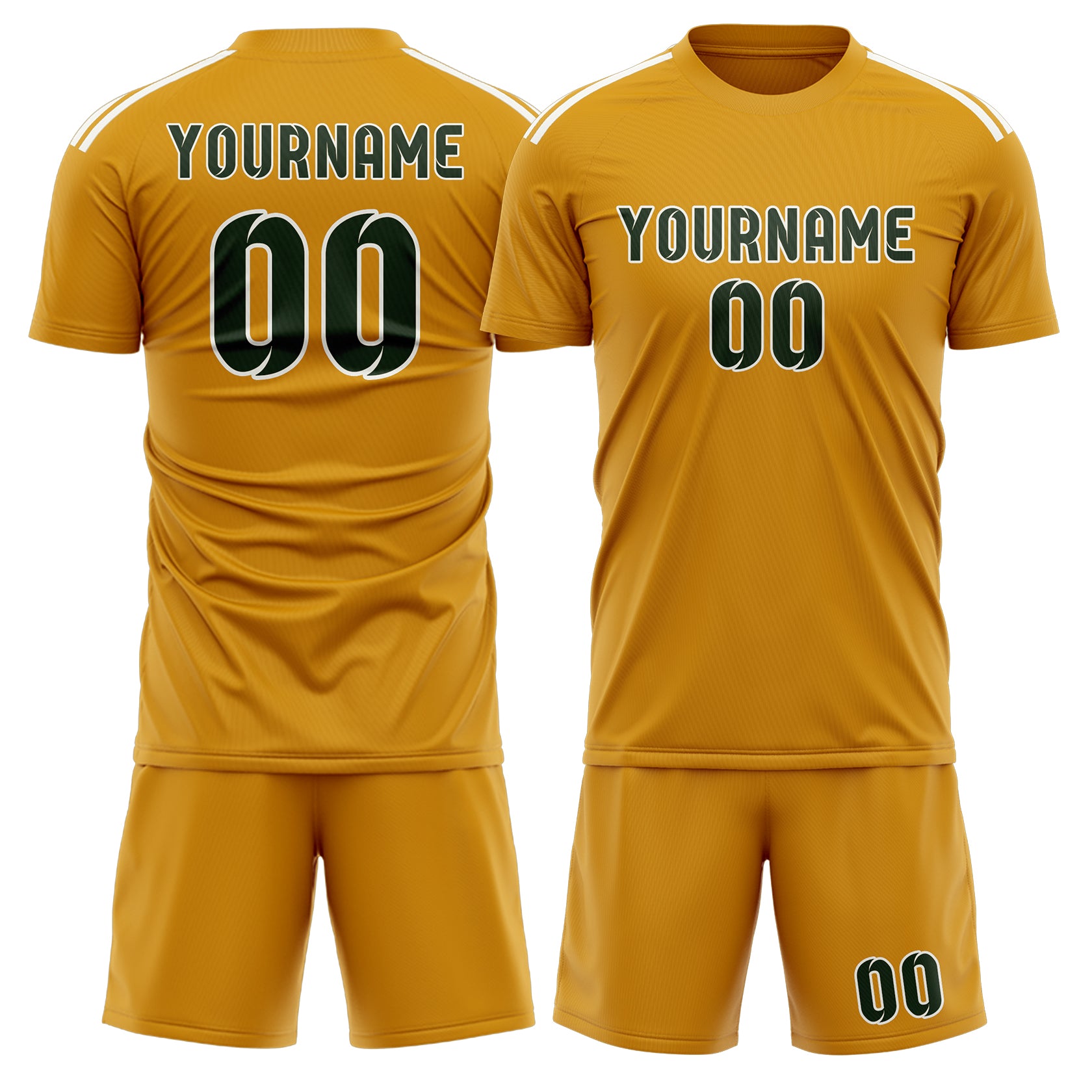Maßgeschneidertes Professionelles Gelb Tannengrün Fußballtrikot-Set