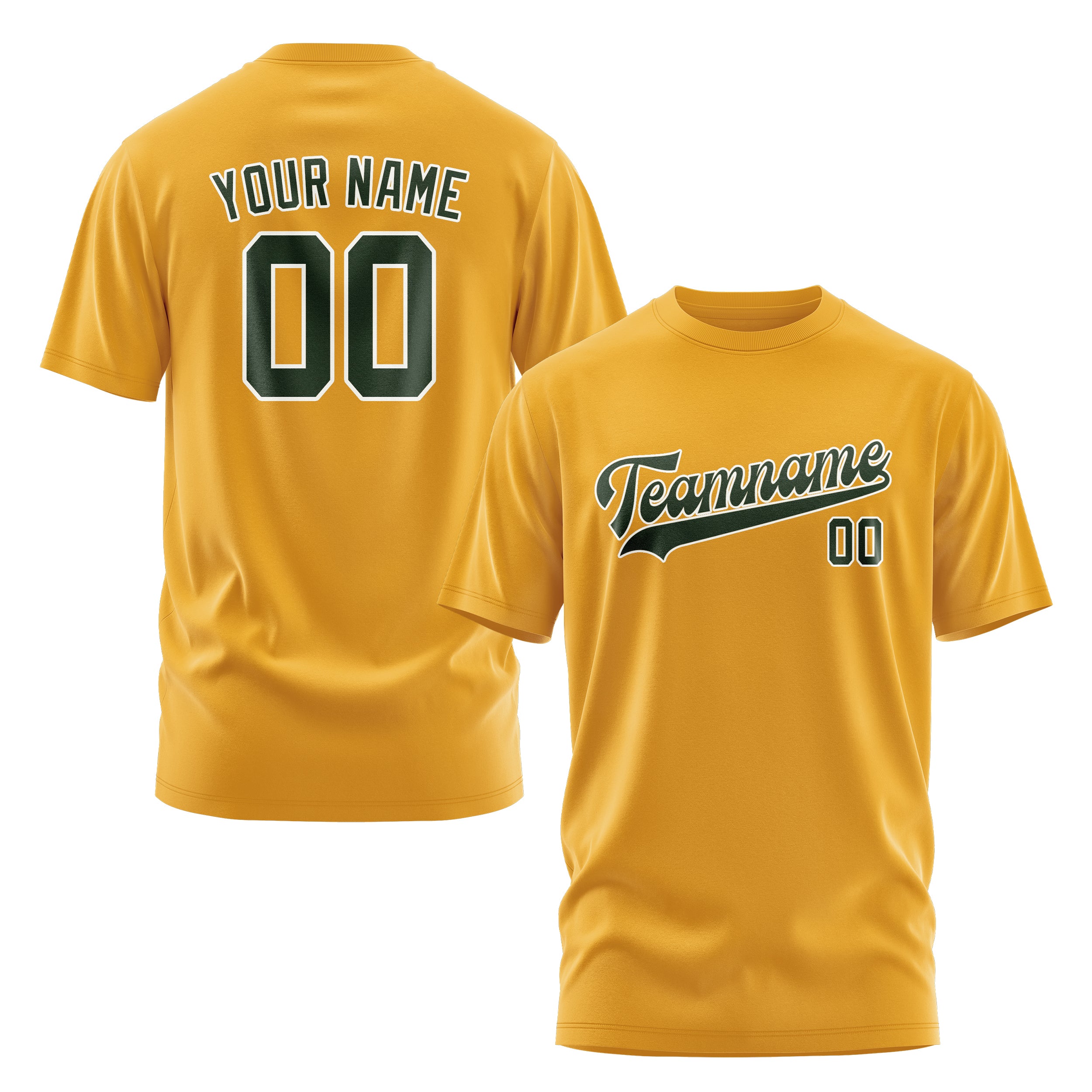 Maßgeschneidertes Gelb Tannengrün T-Shirt