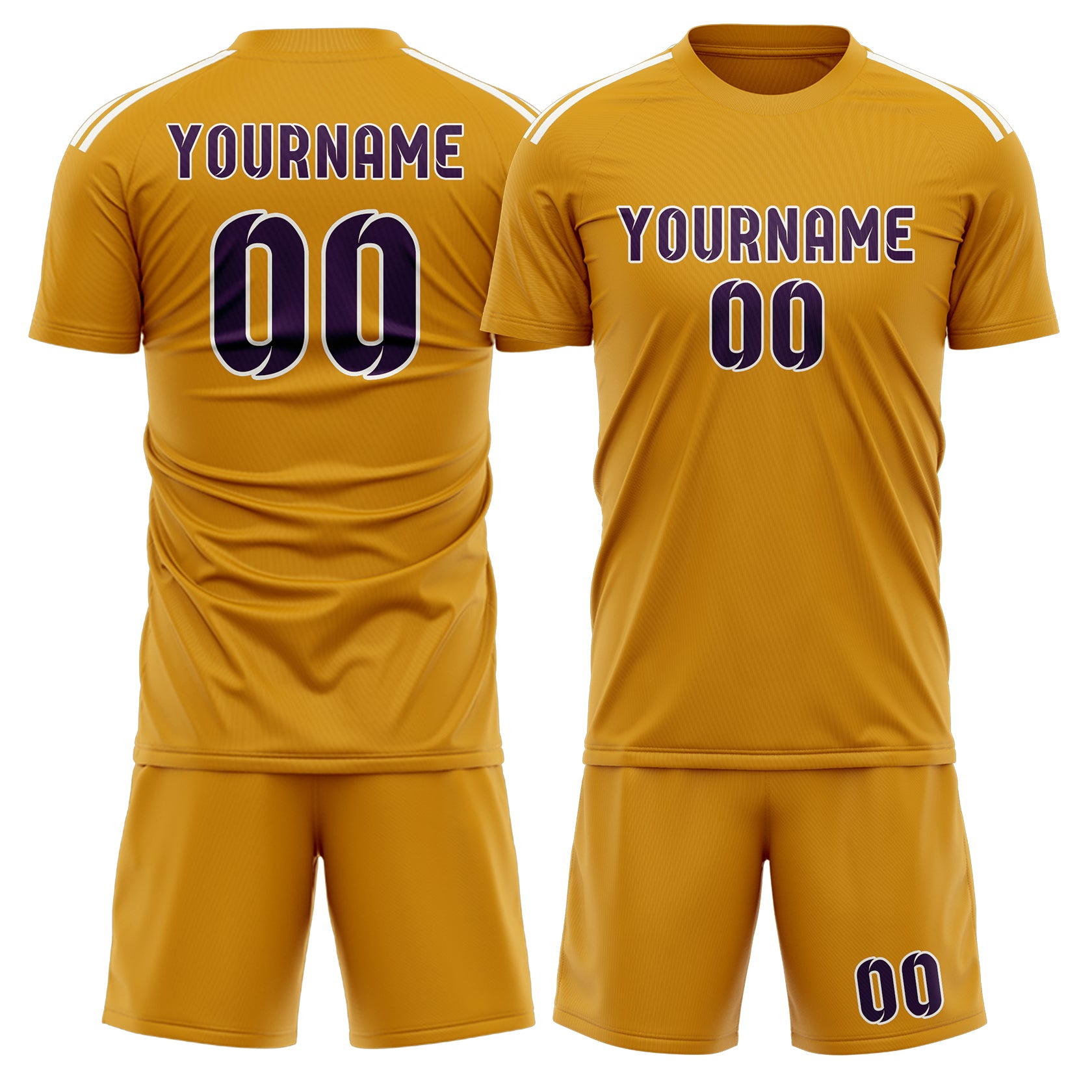 Maßgeschneidertes Professionelles Gelb Lila Fußballtrikot-Set