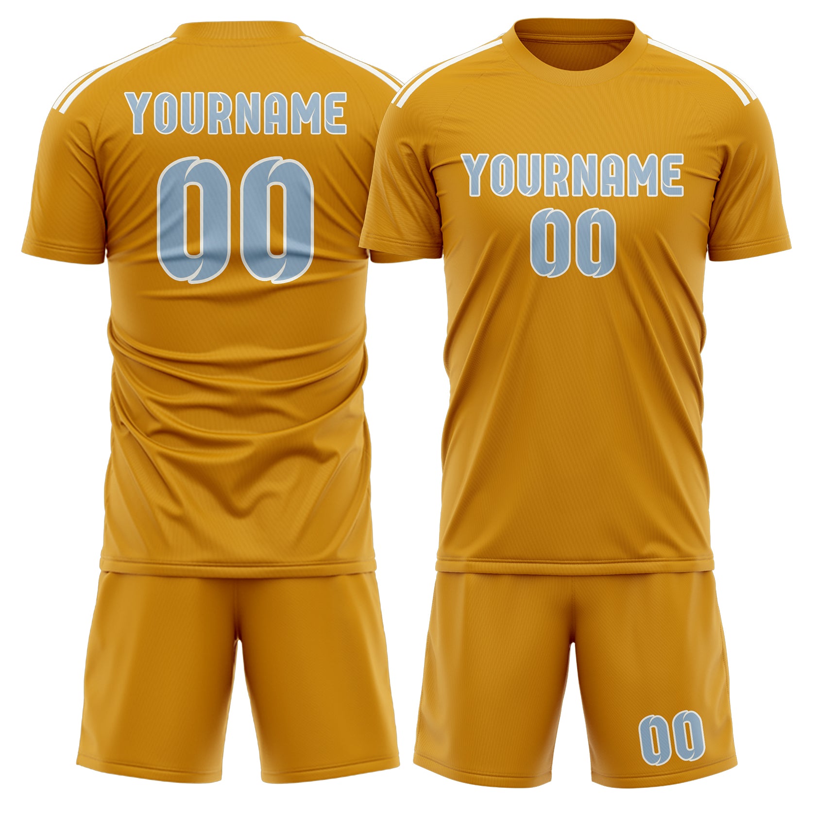 Maßgeschneidertes Professionelles Gelb Hellblau Fußballtrikot-Set