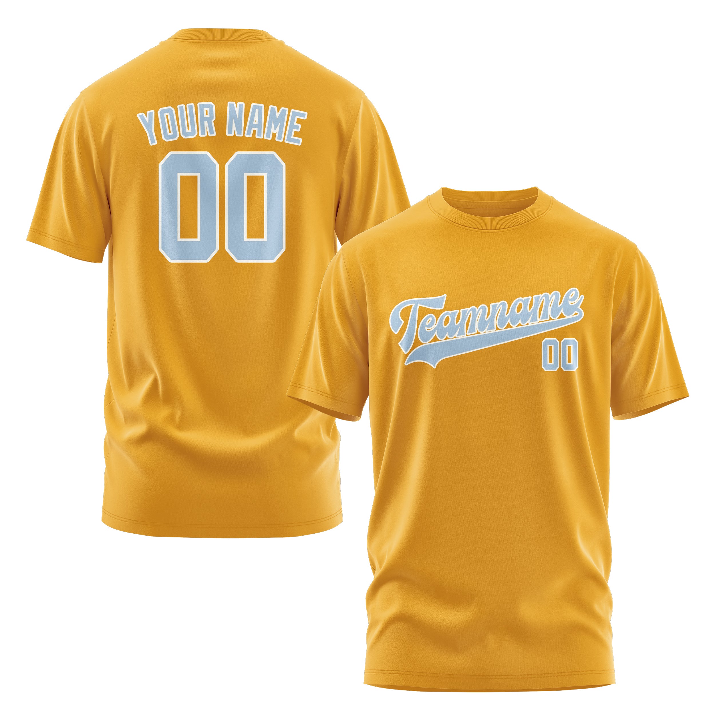 Maßgeschneidertes Gelb Hellblau T-Shirt