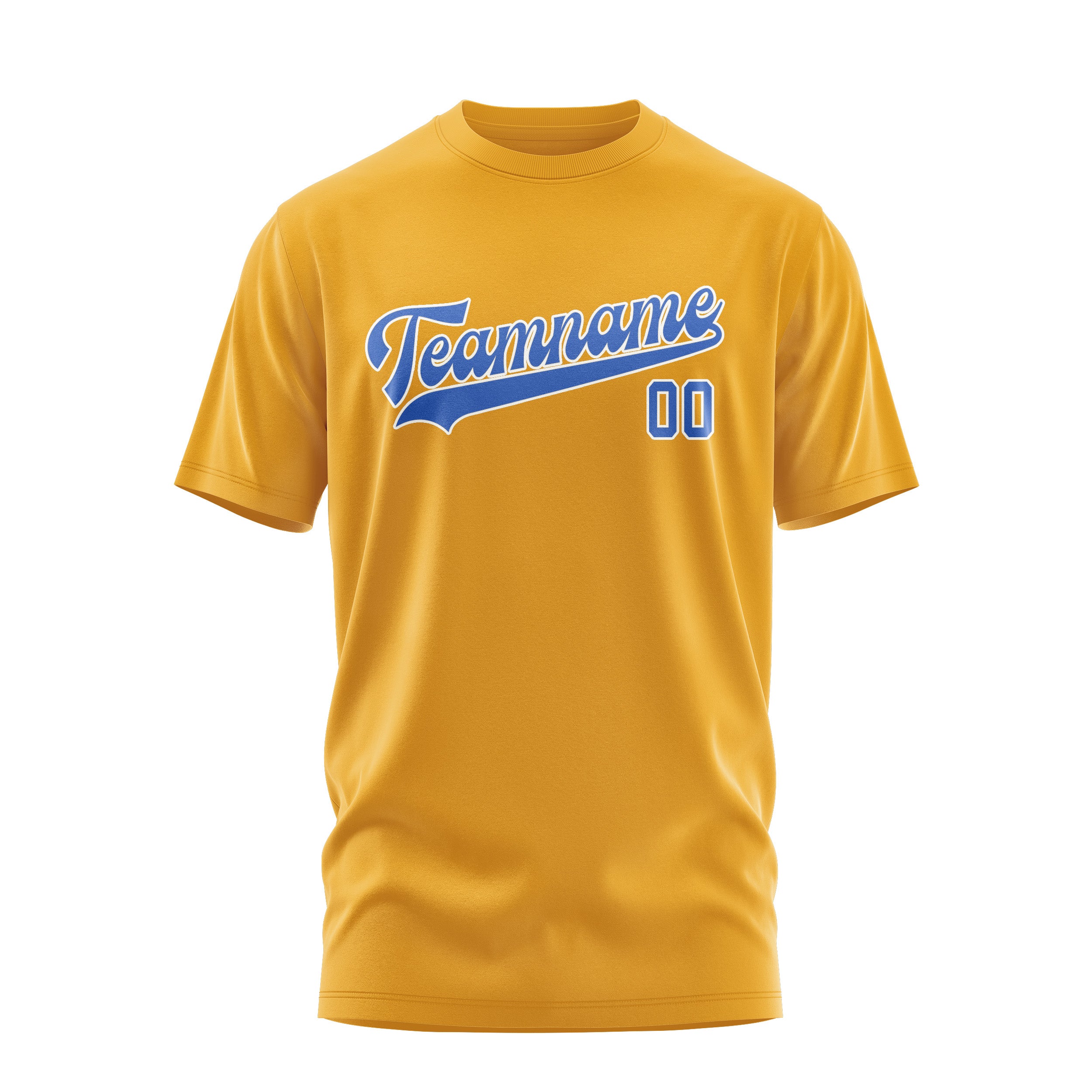 Maßgeschneidertes Gelb Himmelblau T-Shirt