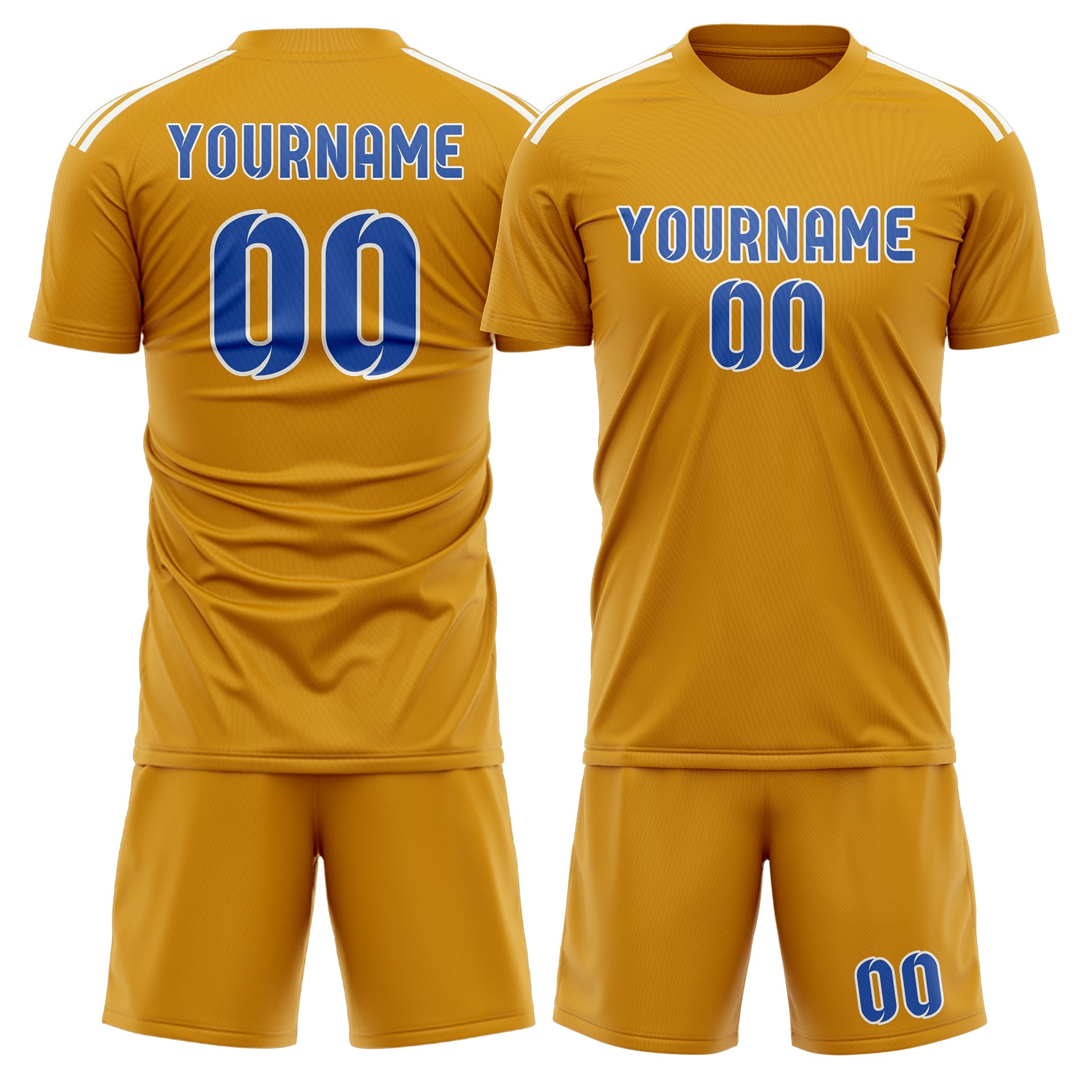 Maßgeschneidertes Professionelles Gelb Himmelblau Fußballtrikot-Set