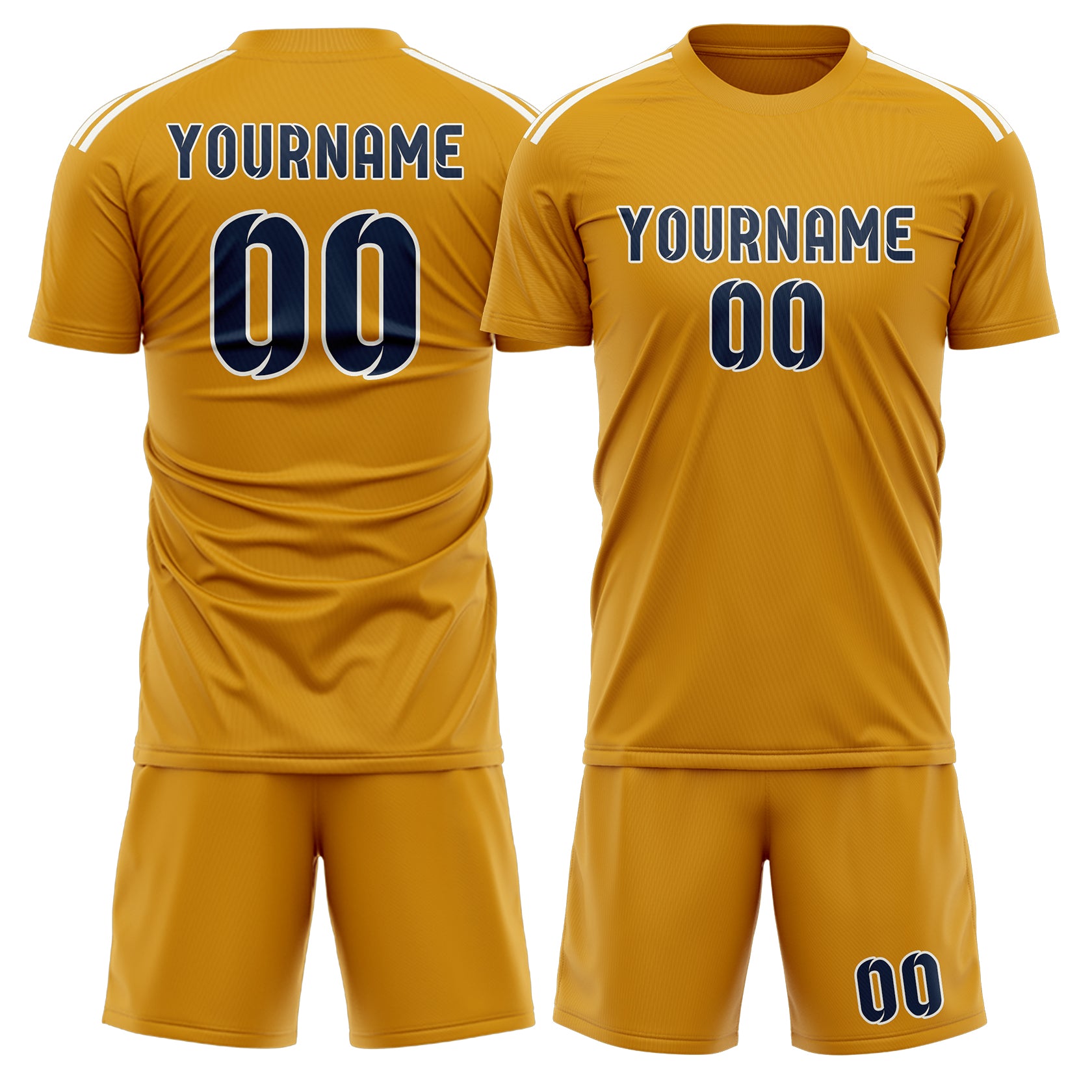 Maßgeschneidertes Professionelles Gelb Marineblau Fußballtrikot-Set