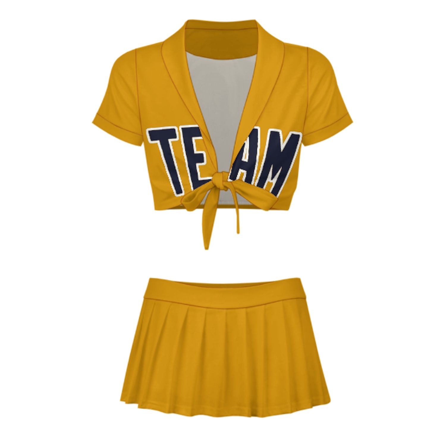 Maßgeschneidertes Gelb Stahlblau Cheerleader Outfit Set