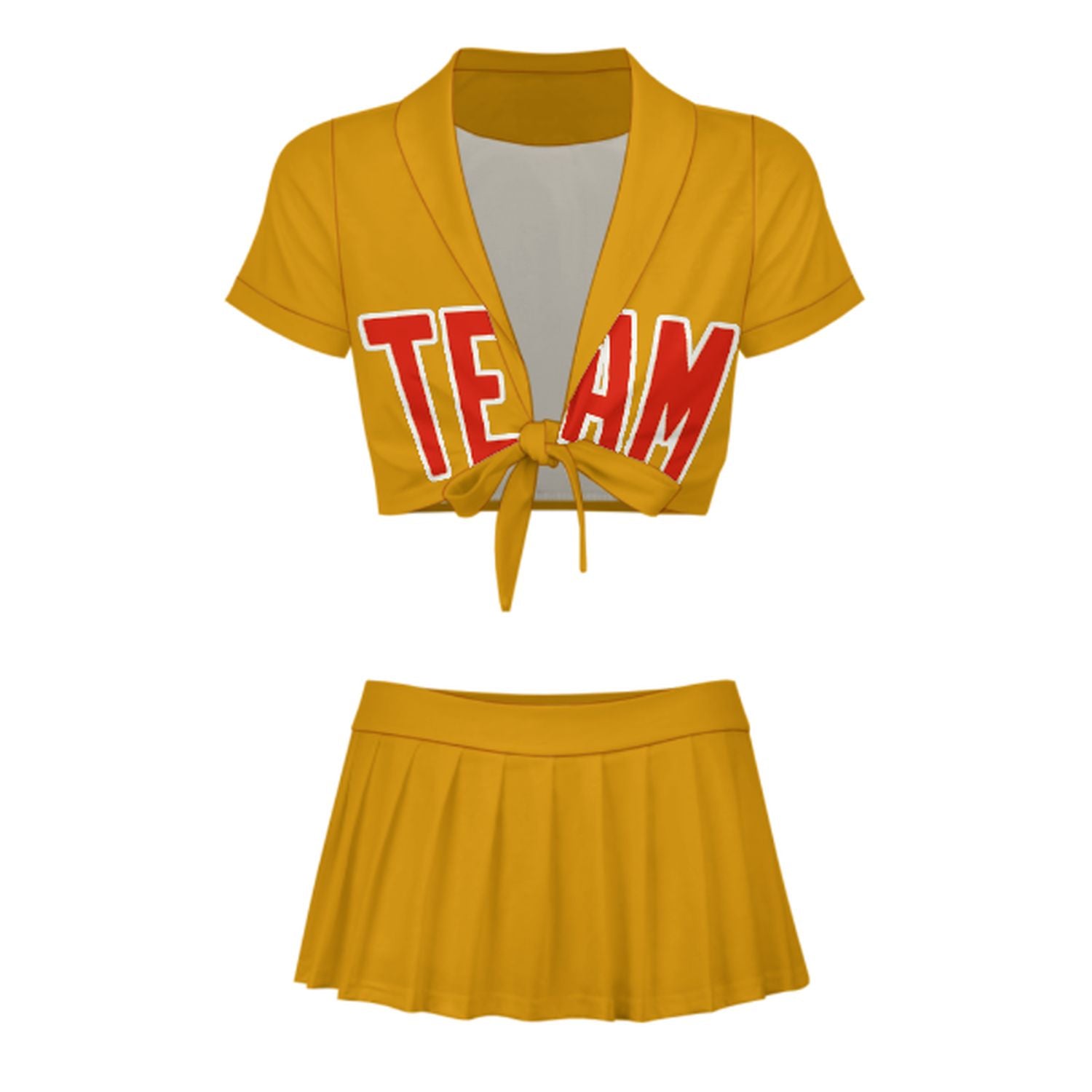 Maßgeschneidertes Gelb Orangerot Cheerleader Outfit Set