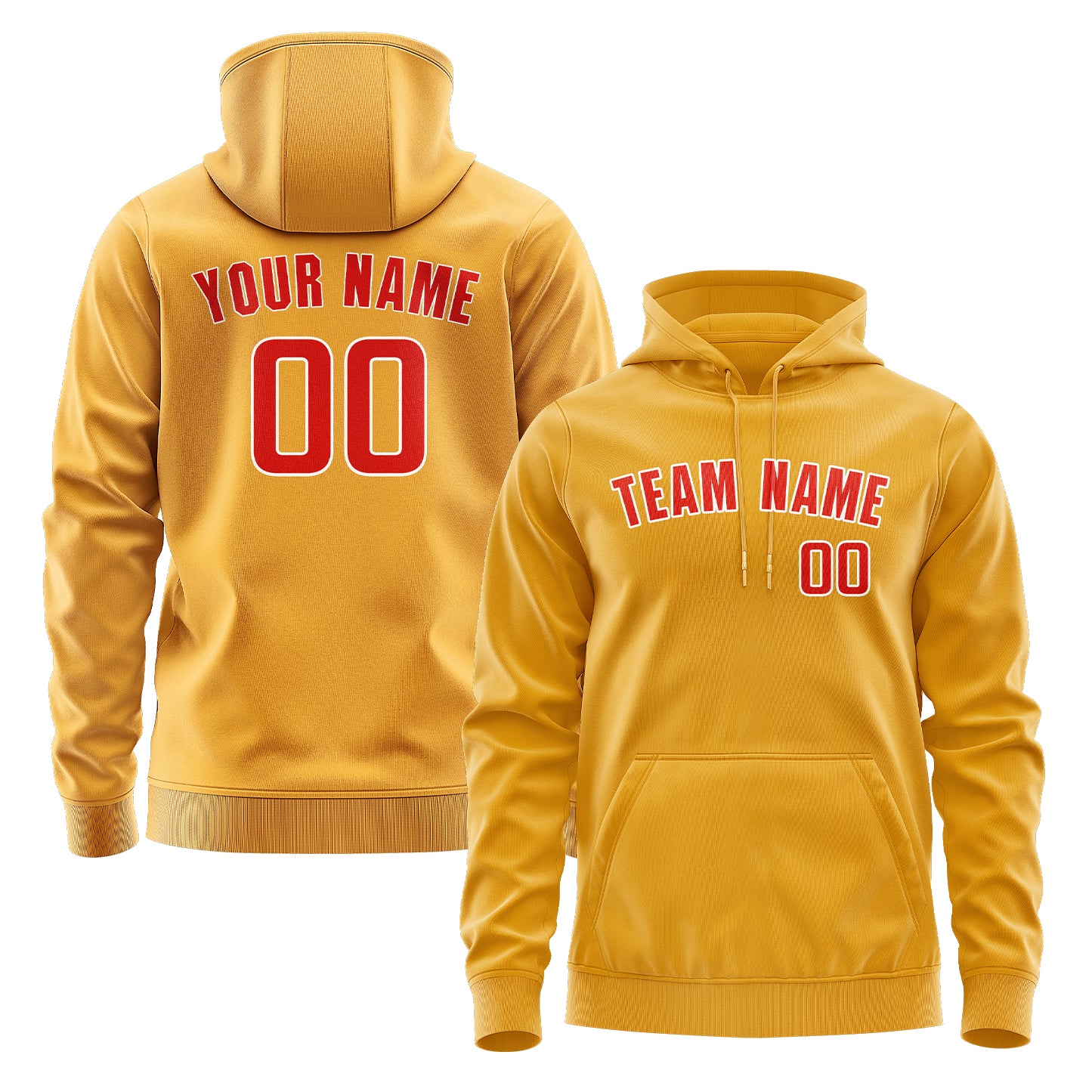Maßgeschneidertes Gelb Orangerot Hoodie