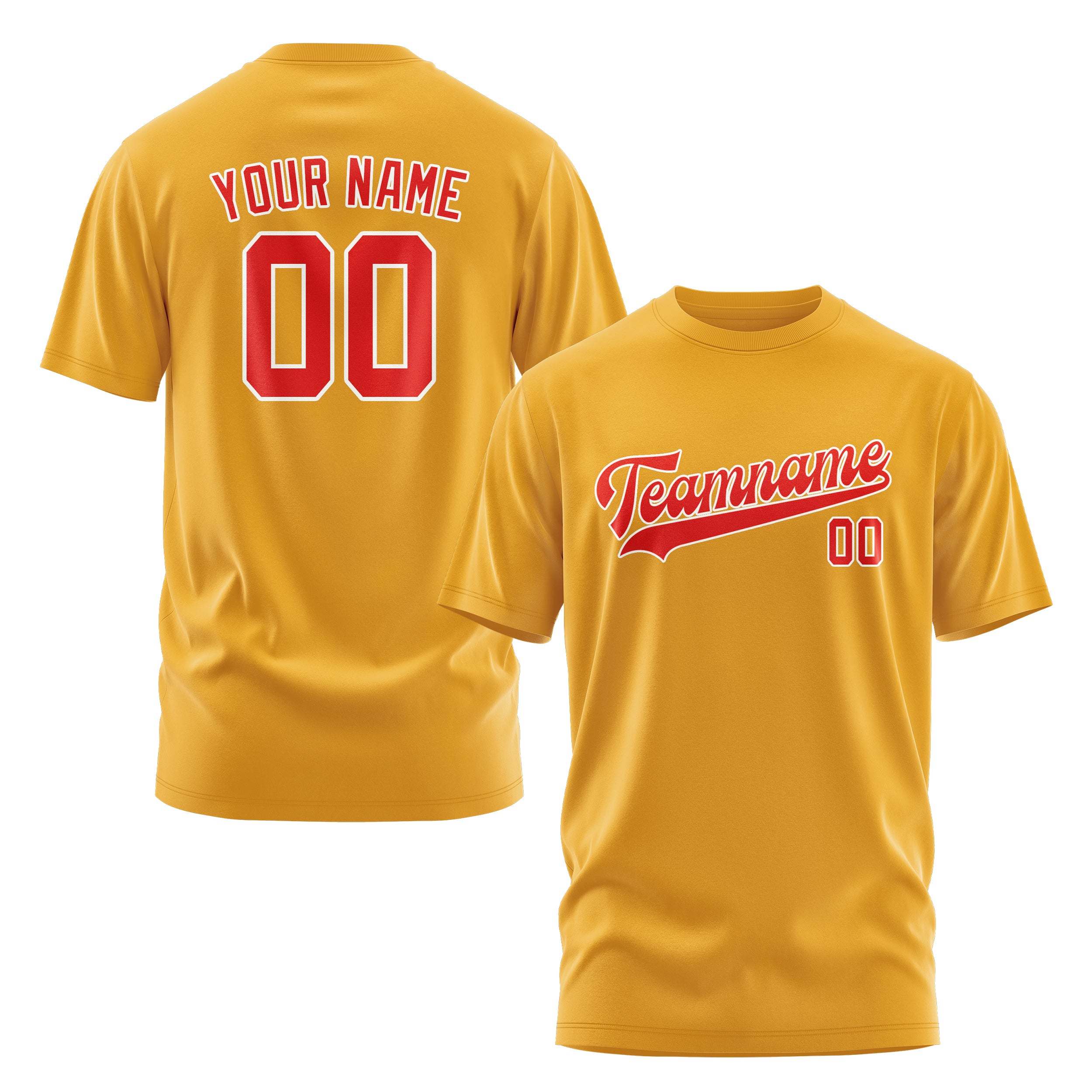 Maßgeschneidertes Gelb Orangerot T-Shirt