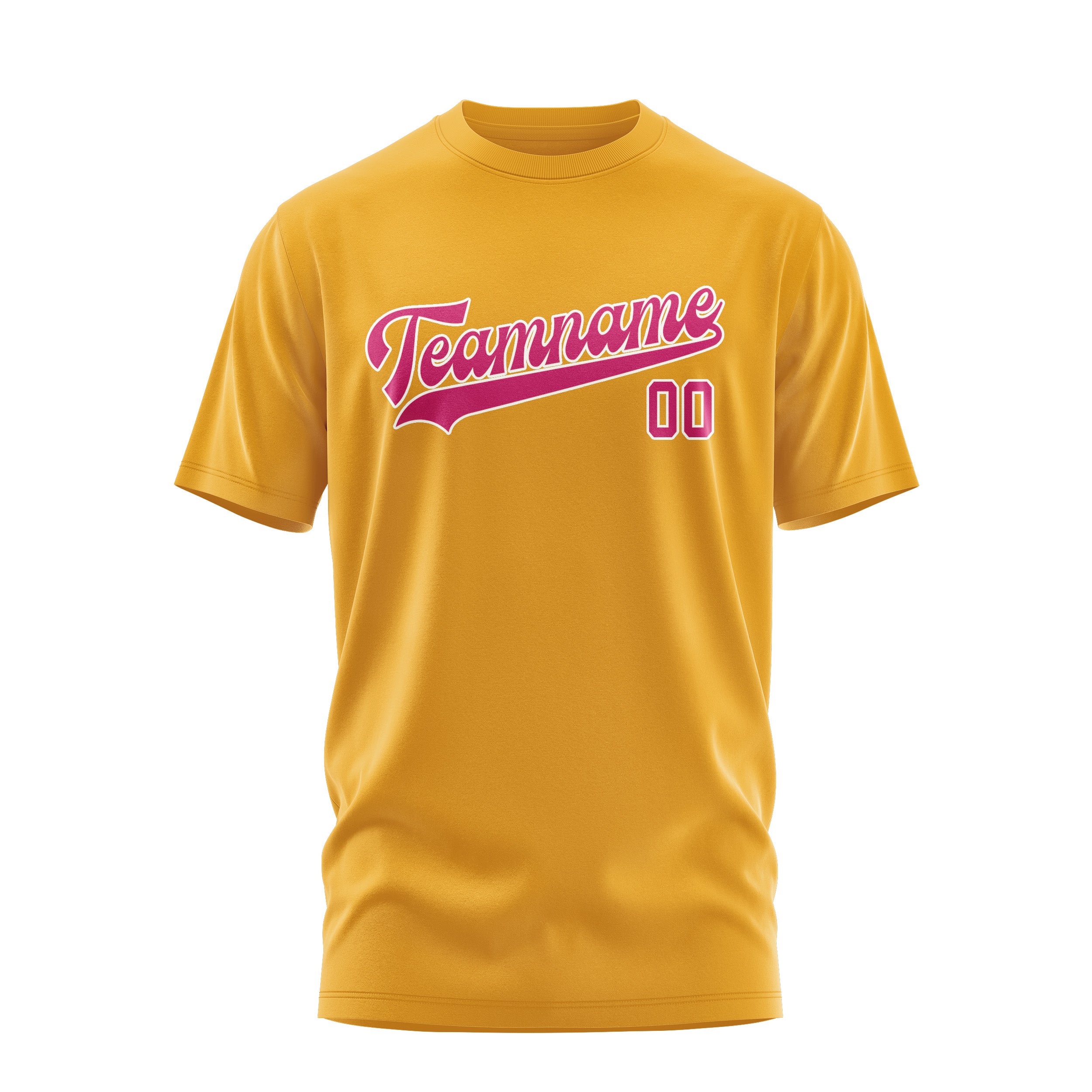 Maßgeschneidertes Gelb Rosarot T-Shirt