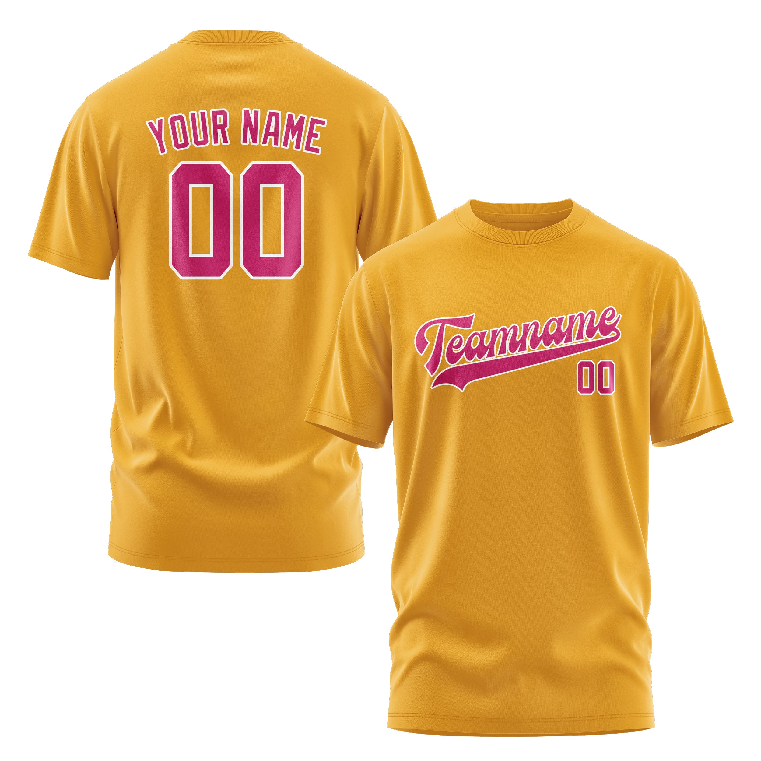 Maßgeschneidertes Gelb Rosarot T-Shirt