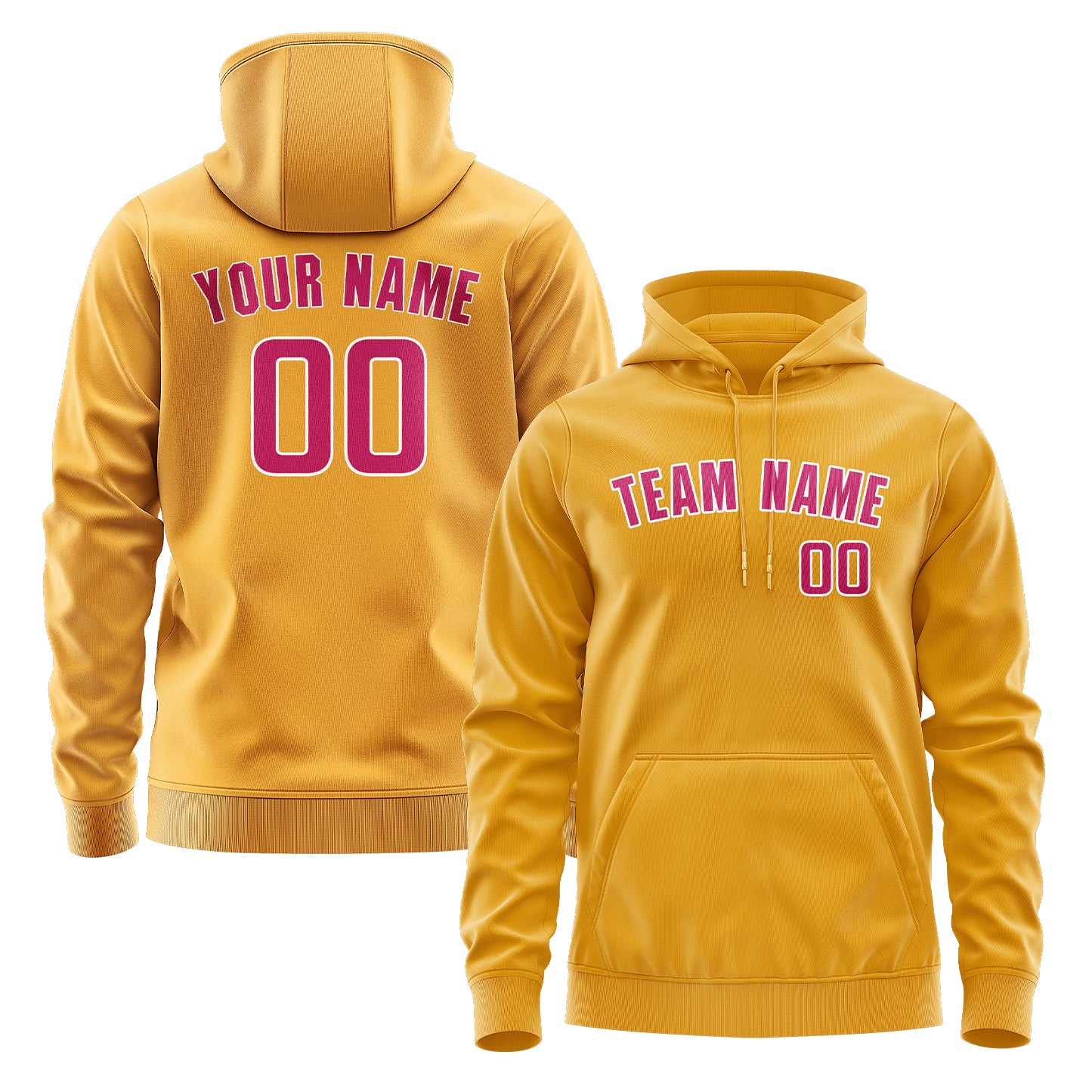 Maßgeschneidertes Gelb Rosarot Hoodie