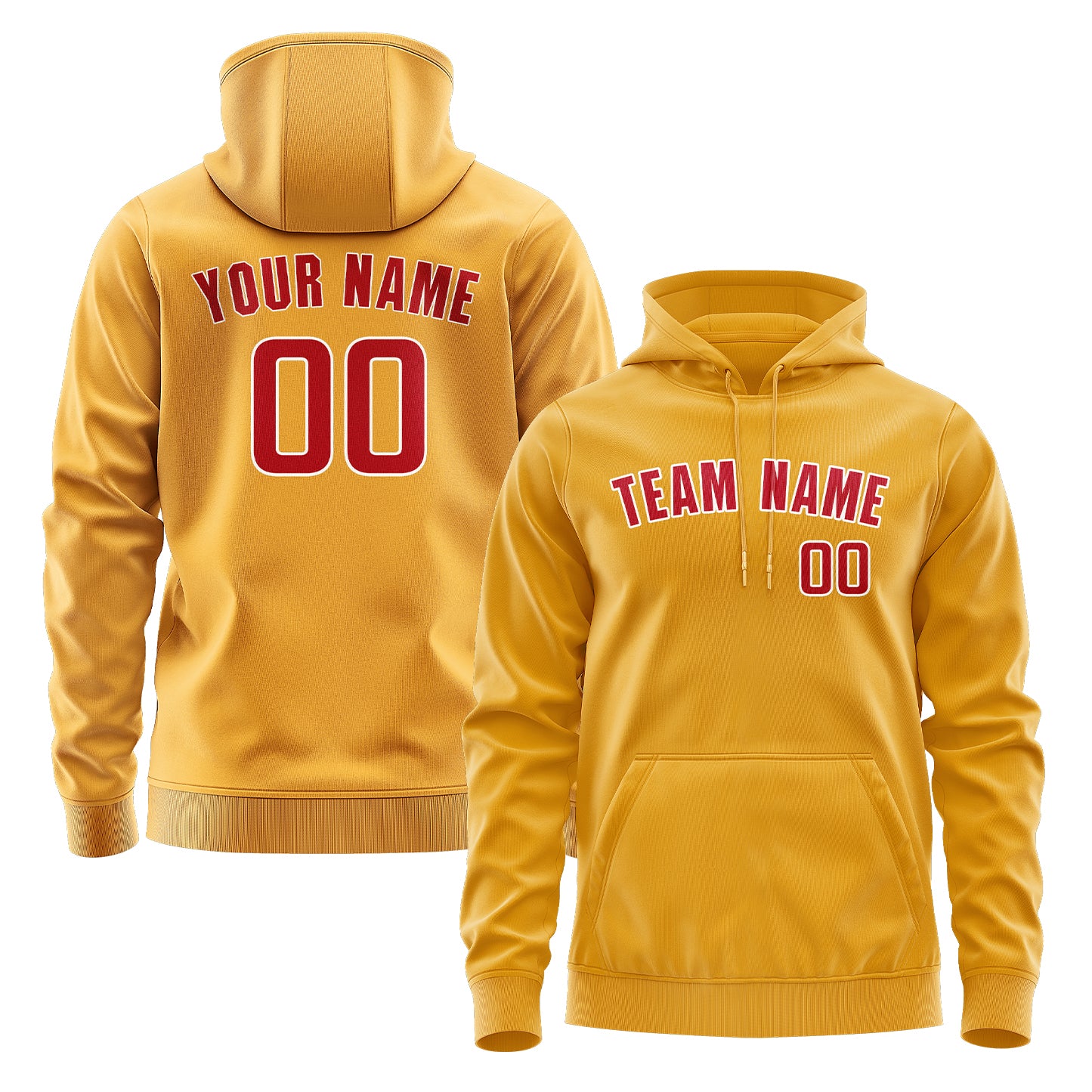 Maßgeschneidertes Gelb Rot Hoodie