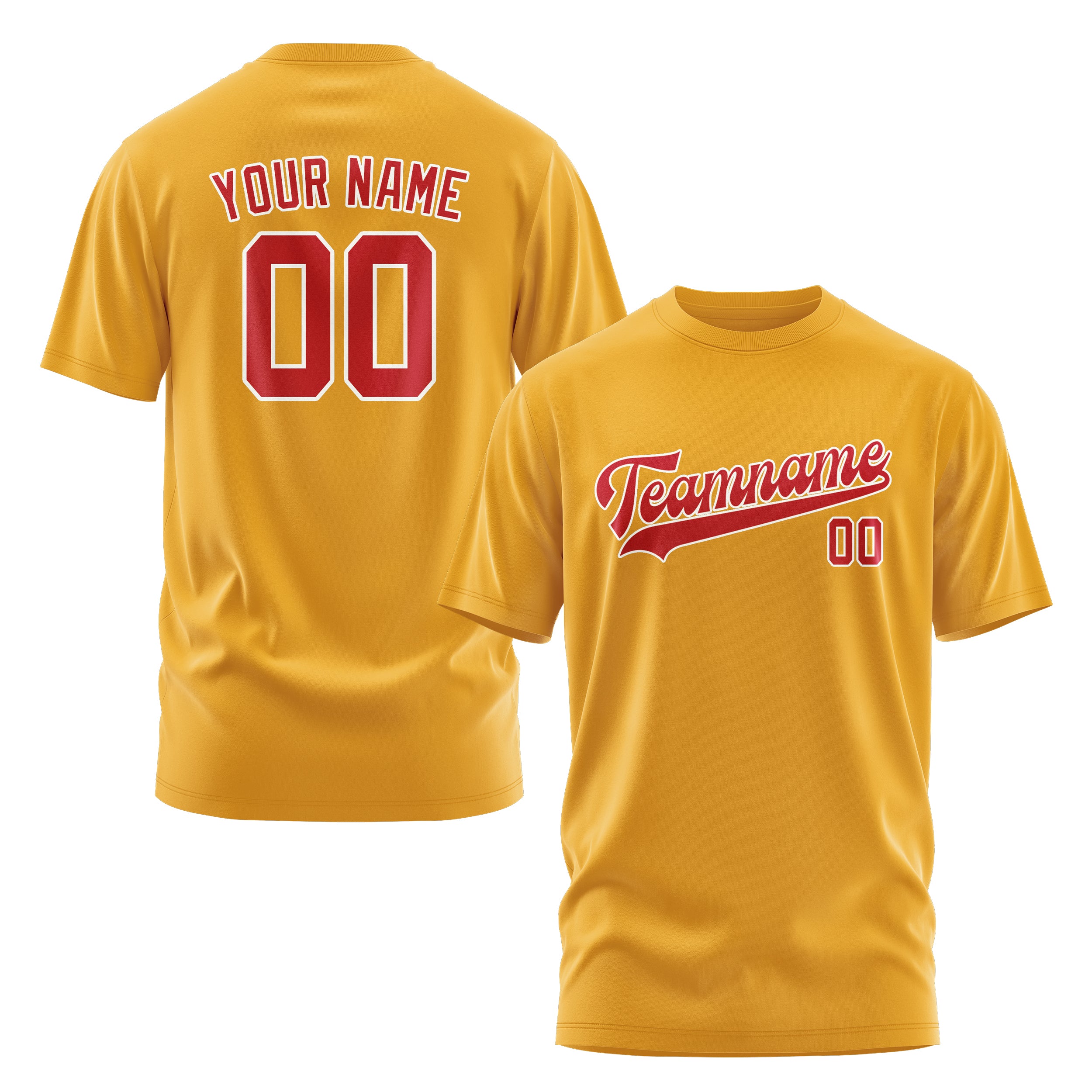 Maßgeschneidertes Gelb Rot T-Shirt