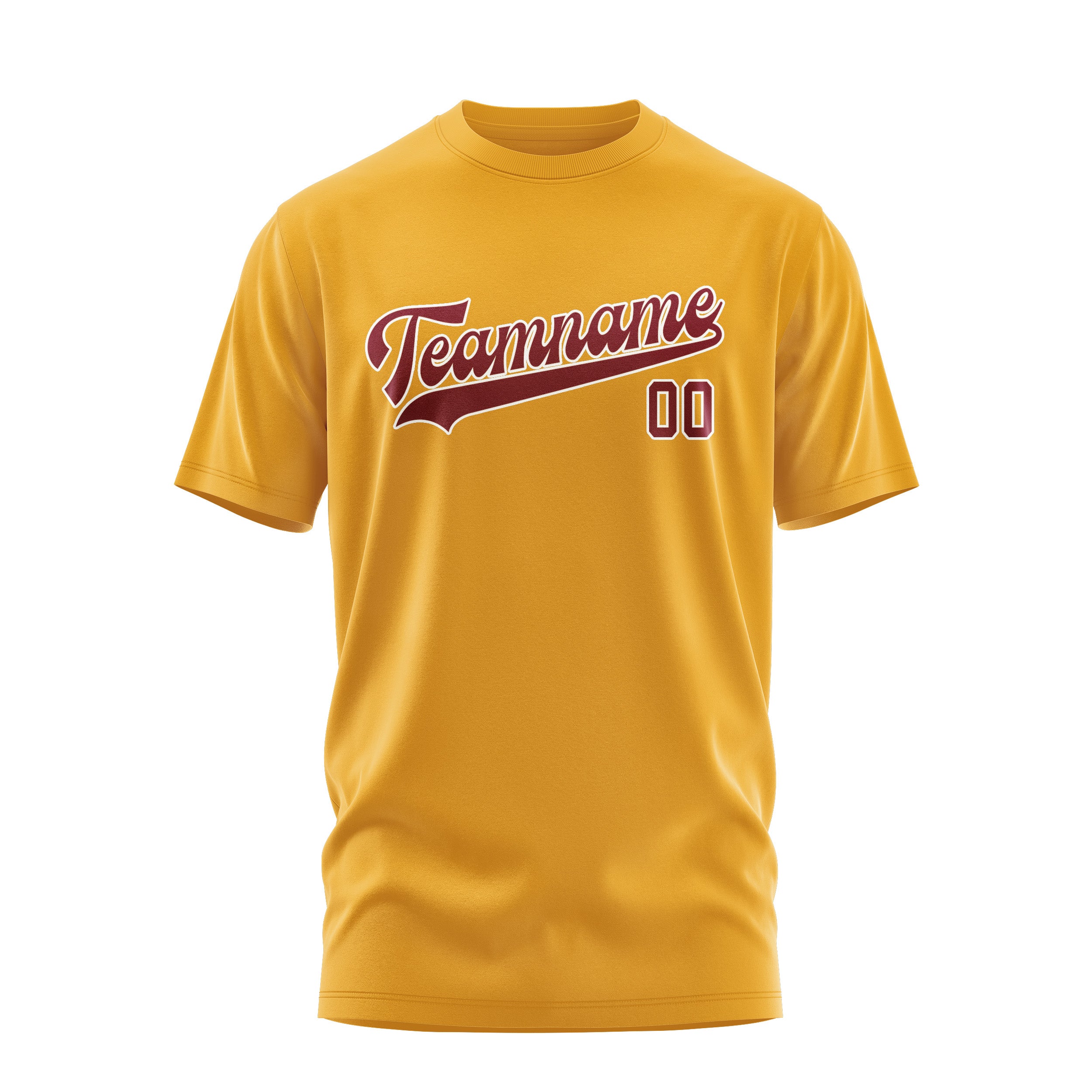 Maßgeschneidertes Gelb Karmesinrot T-Shirt