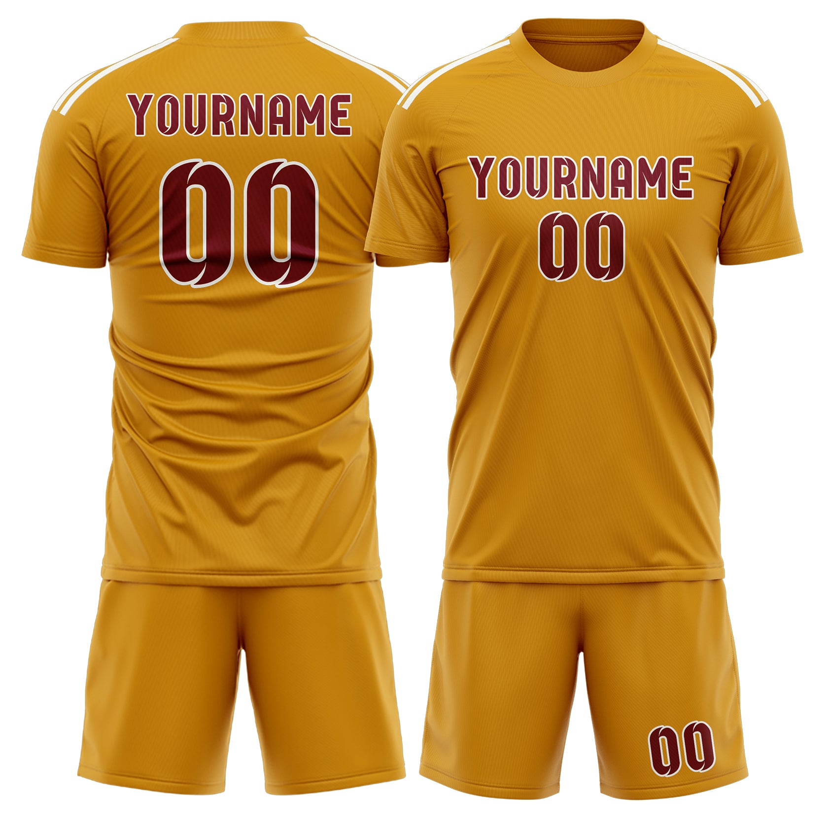 Maßgeschneidertes Professionelles Gelb Karmesinrot Fußballtrikot-Set