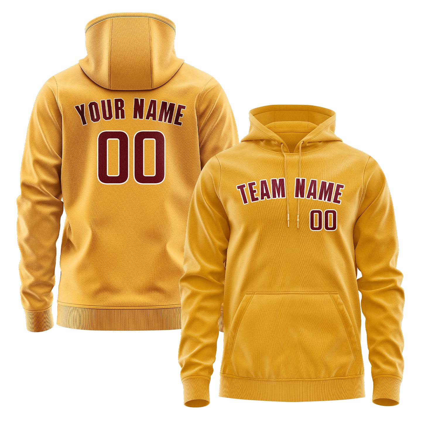 Maßgeschneidertes Gelb Karmesinrot Hoodie