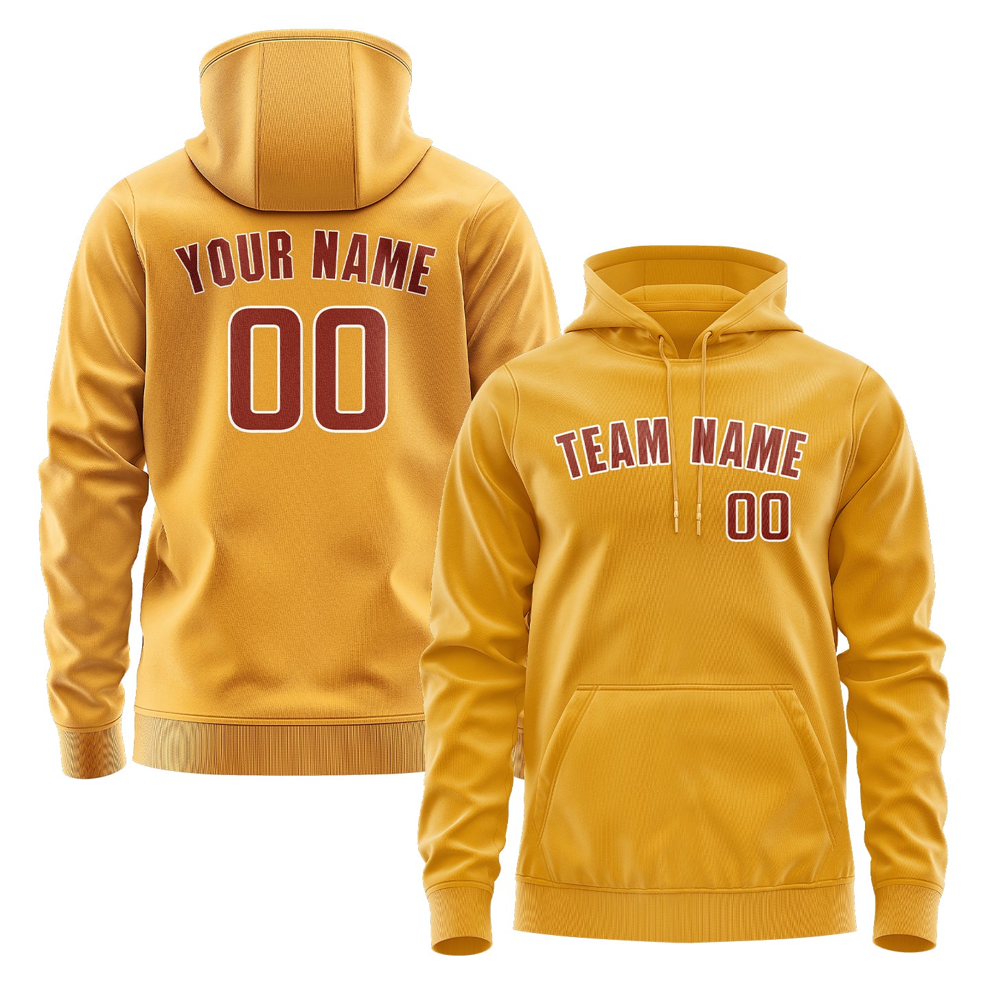 Maßgeschneidertes Gelb Korallenrot Hoodie