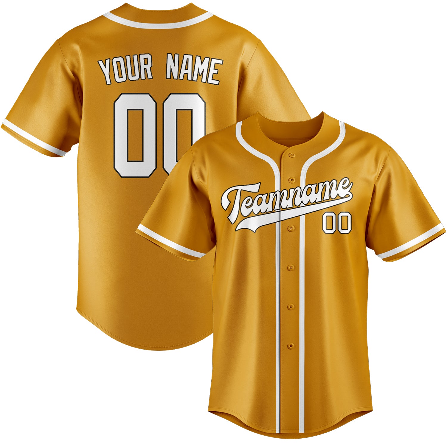 Benutzerdefiniertes Professionelles Gelb Weiß Baseballtrikot