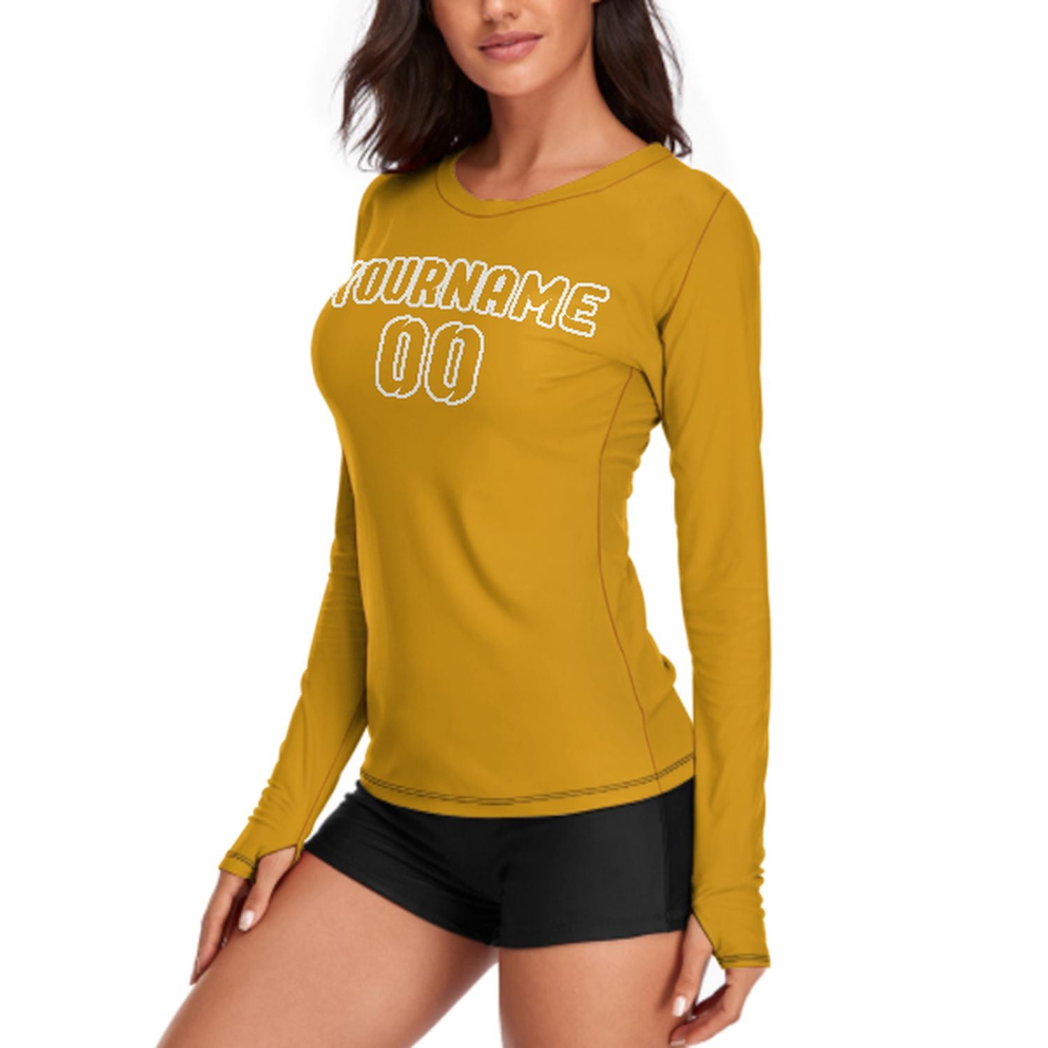 Maßgeschneidertes Gelb Gelb Damen Langarmshirt