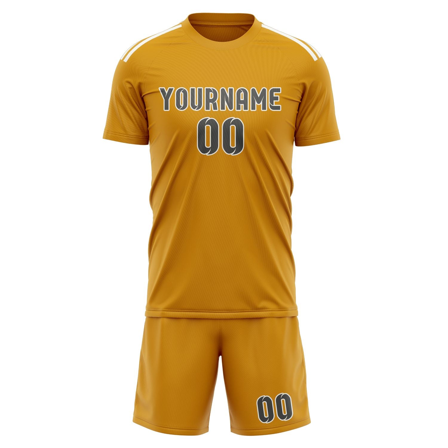 Maßgeschneidertes Professionelles Gelb Dunkelgrau Fußballtrikot-Set