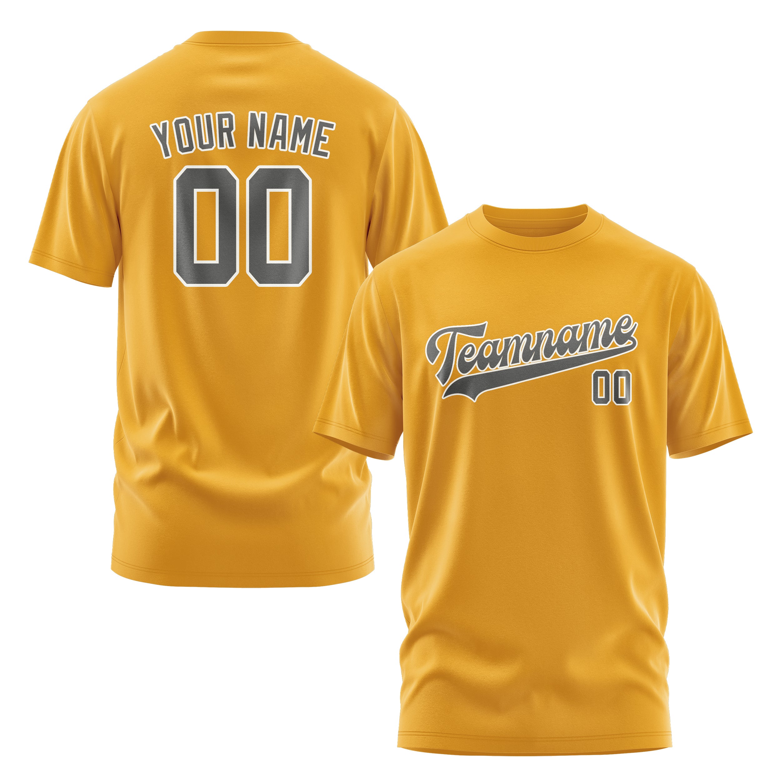 Maßgeschneidertes Gelb Dunkelgrau T-Shirt