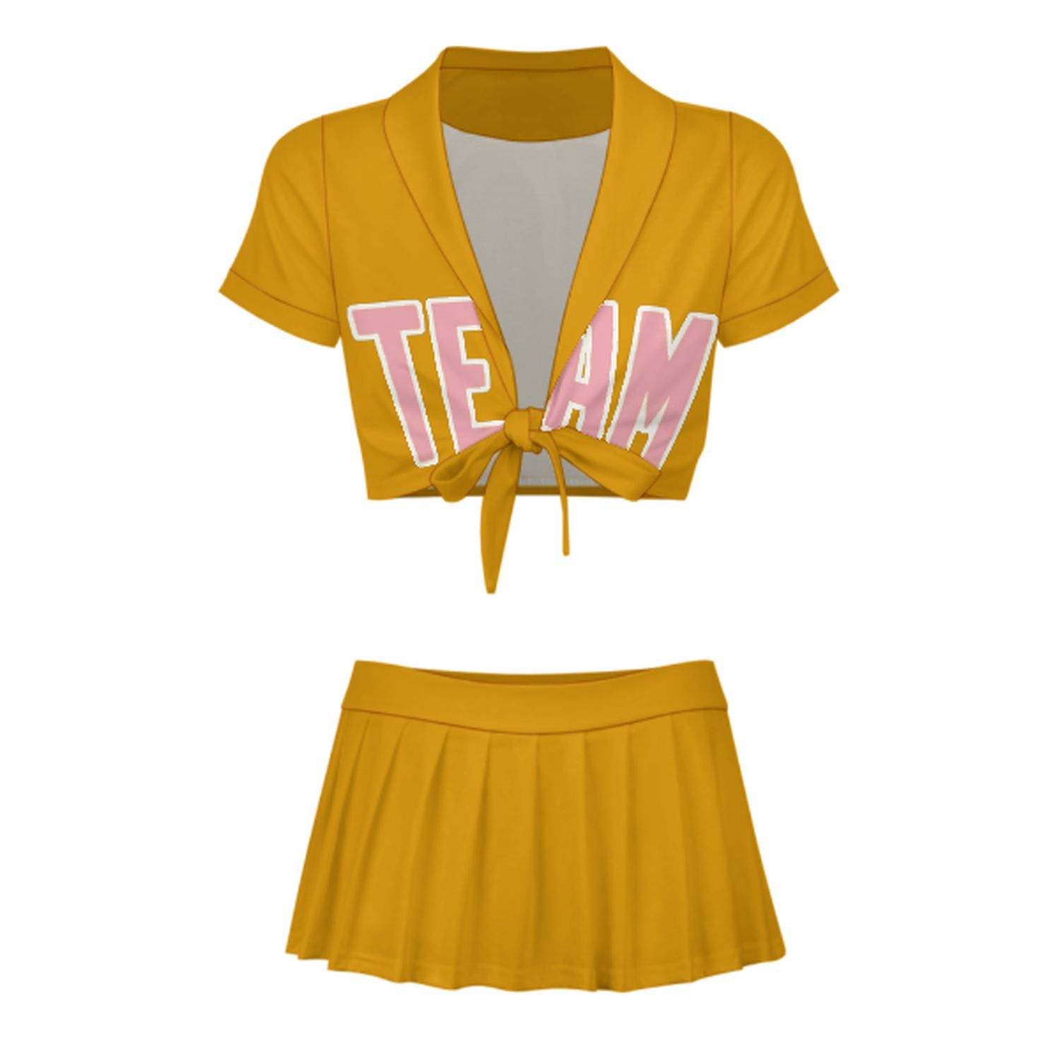 Maßgeschneidertes Gelb Rosa Cheerleader Outfit Set