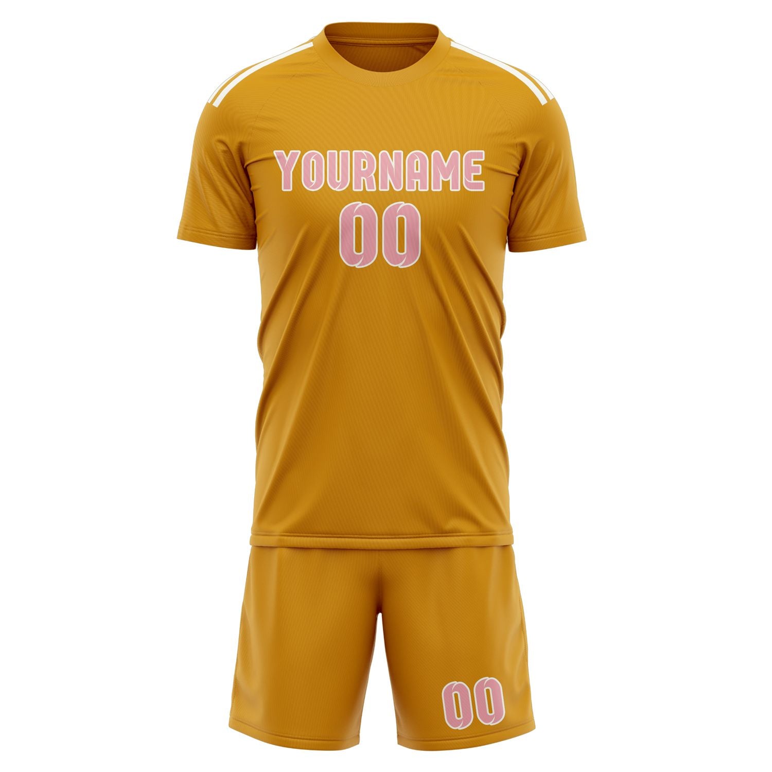 Maßgeschneidertes Professionelles Gelb Rosa Fußballtrikot-Set