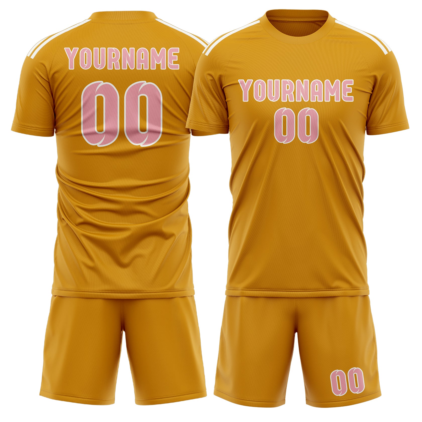 Maßgeschneidertes Professionelles Gelb Rosa Fußballtrikot-Set