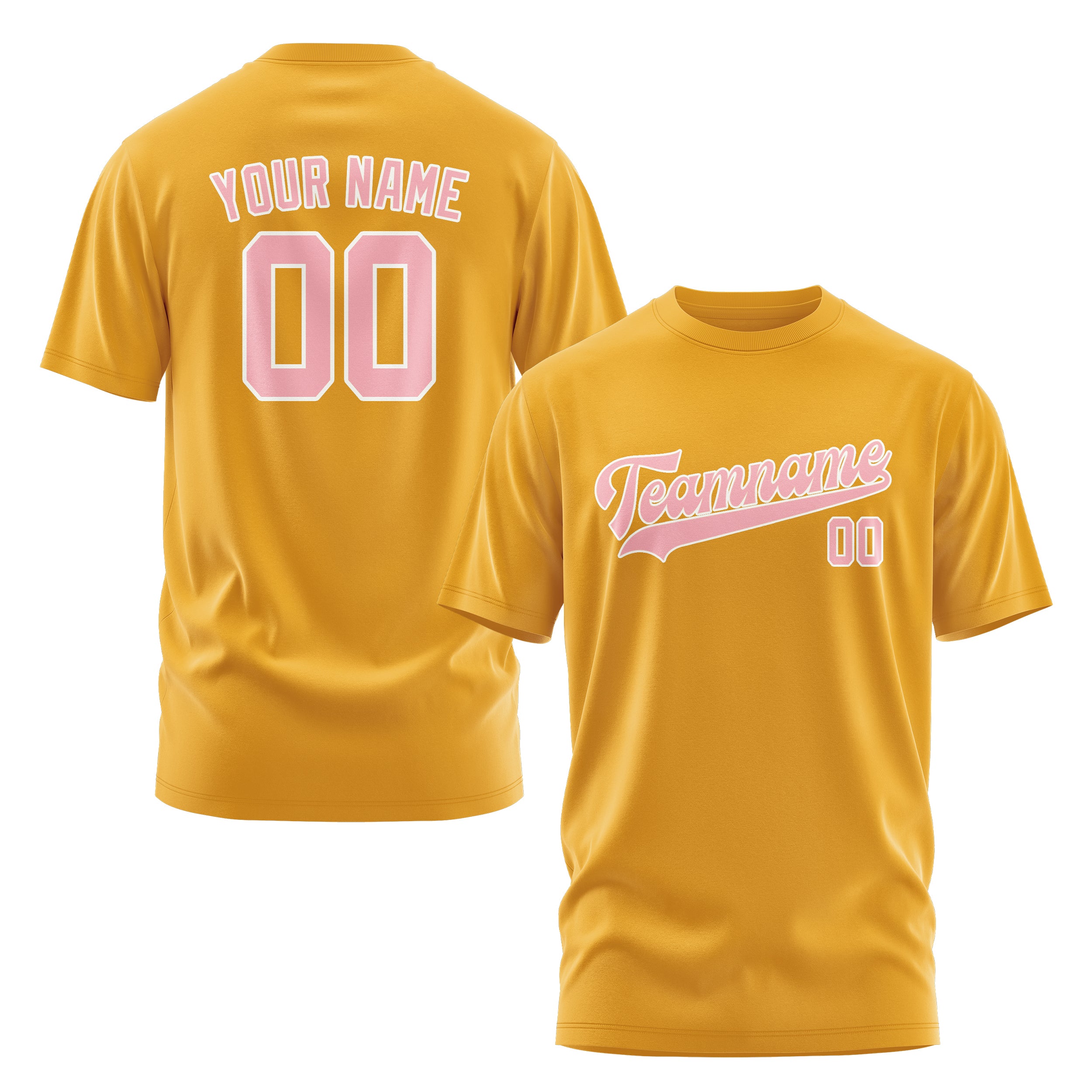 Maßgeschneidertes Gelb Rosa T-Shirt