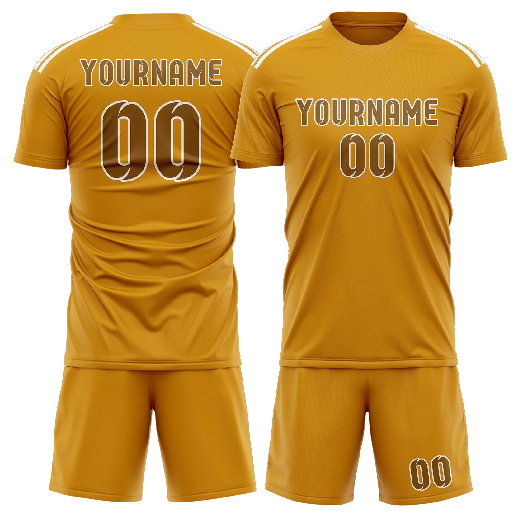 Maßgeschneidertes Professionelles Gelb Khaki Fußballtrikot-Set