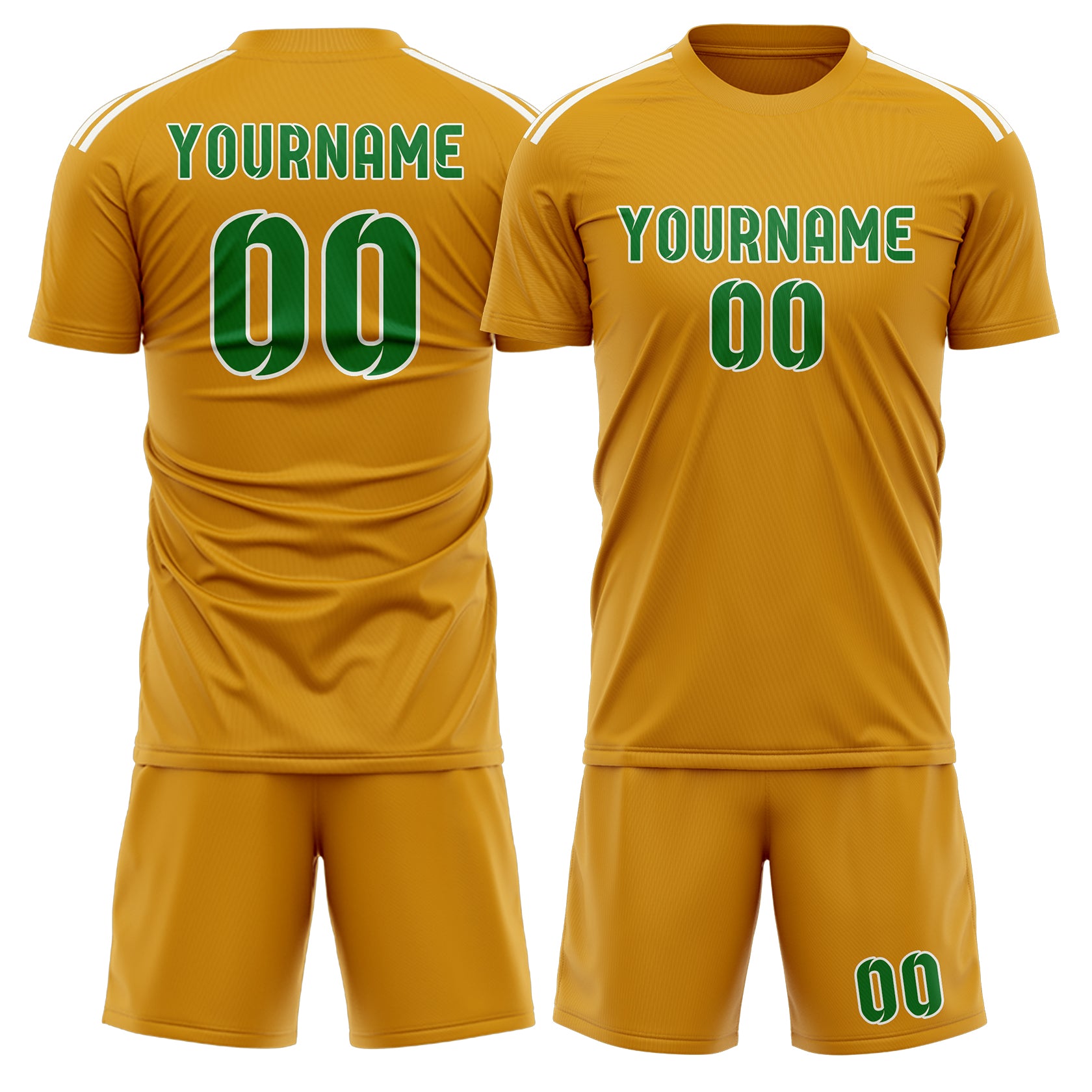 Maßgeschneidertes Professionelles Gelb Smaragdgrün Fußballtrikot-Set