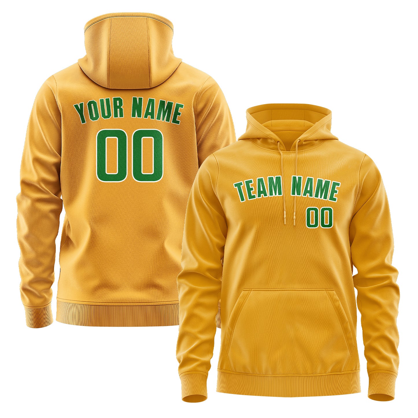 Maßgeschneidertes Gelb Smaragdgrün Hoodie