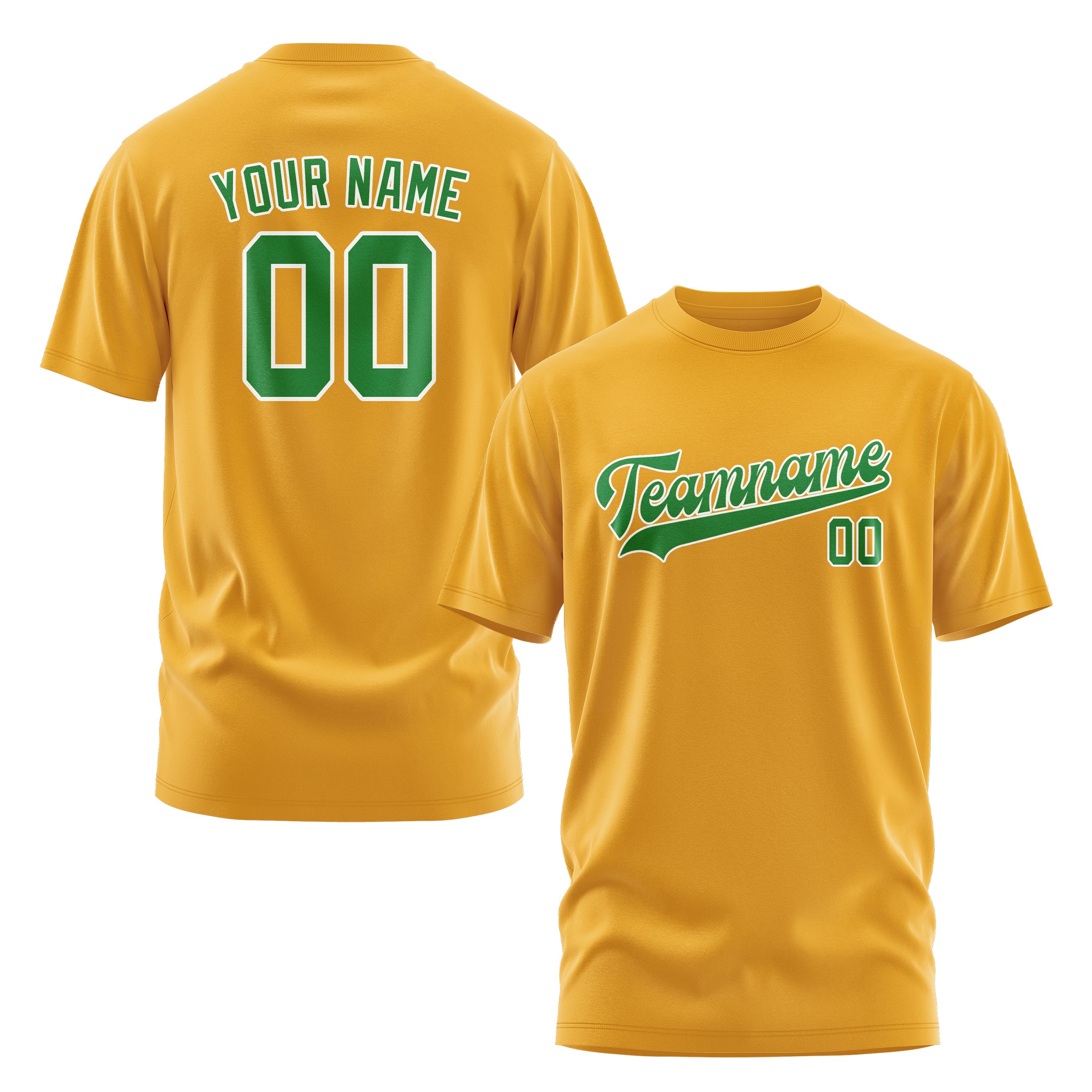 Maßgeschneidertes Gelb Smaragdgrün T-Shirt