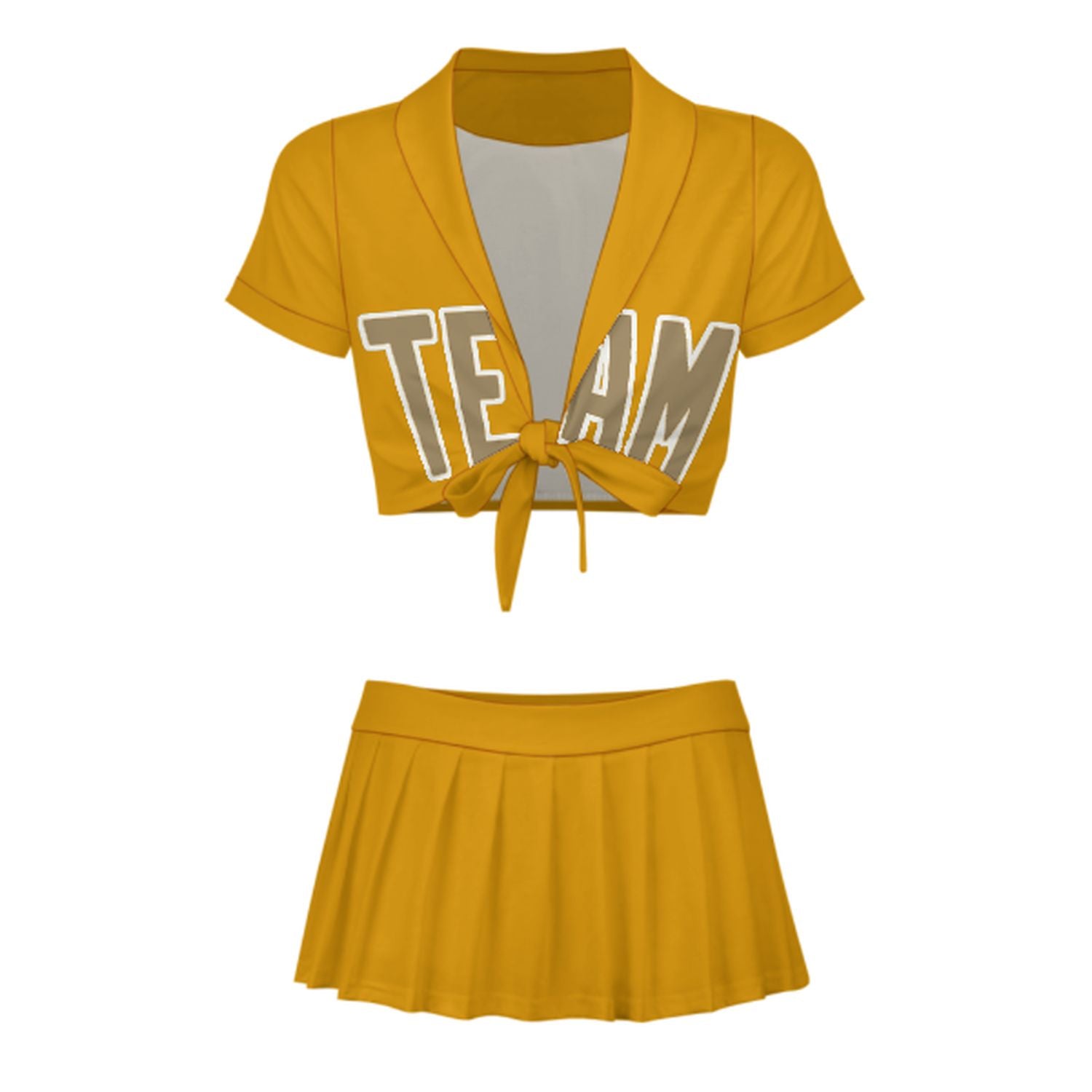 Maßgeschneidertes Gelb Hellkhaki Cheerleader Outfit Set