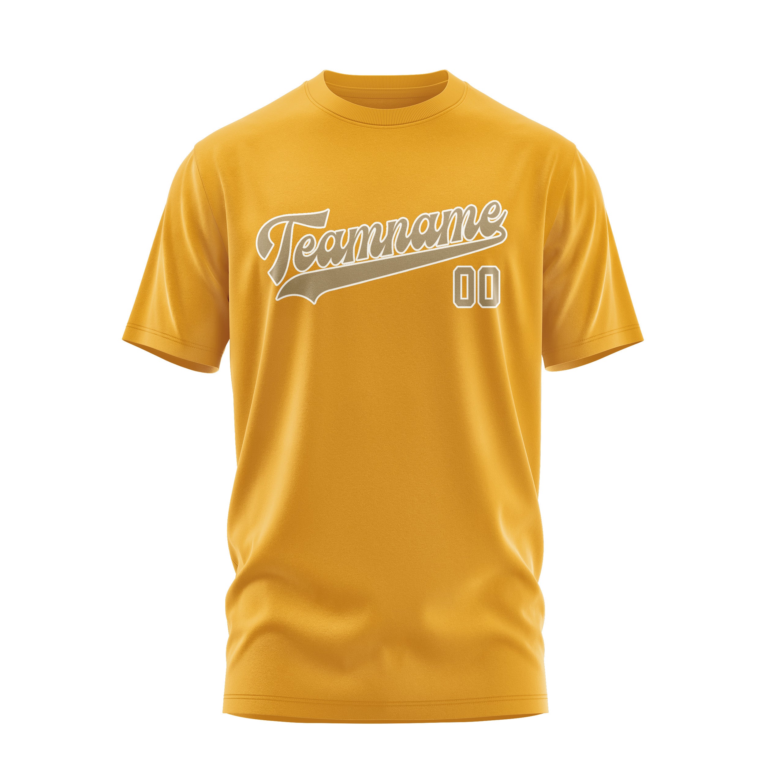 Maßgeschneidertes Gelb Hellkhaki T-Shirt