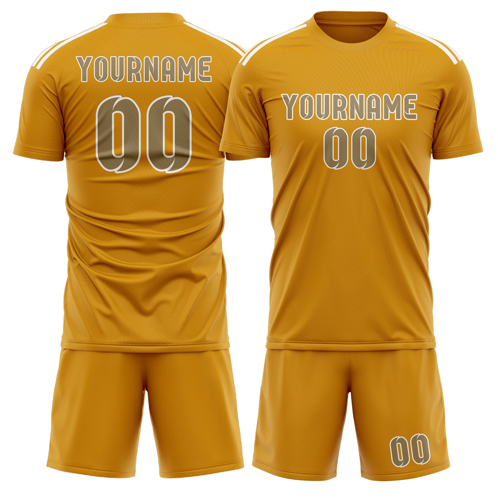 Maßgeschneidertes Professionelles Gelb Hellkhaki Fußballtrikot-Set