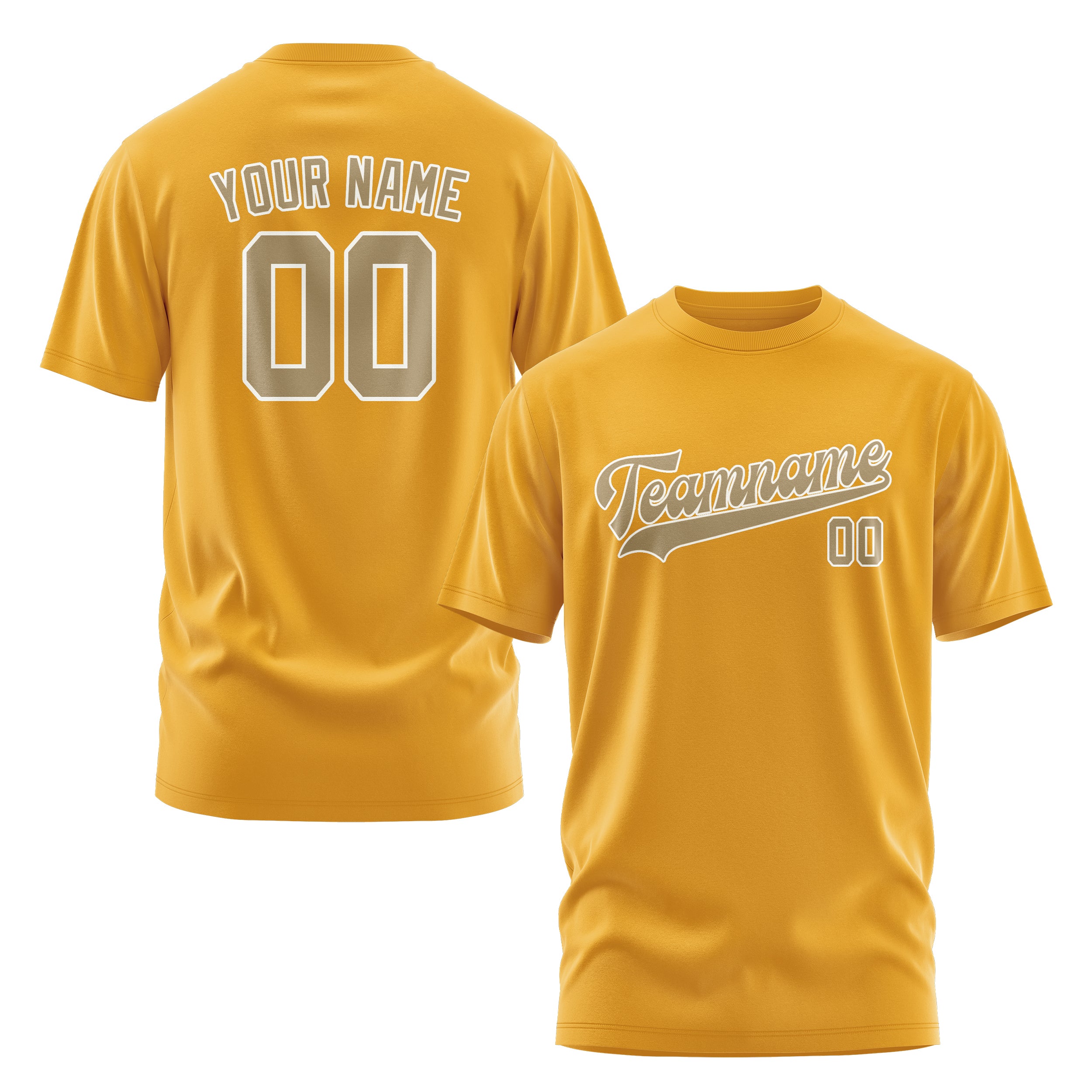 Maßgeschneidertes Gelb Hellkhaki T-Shirt