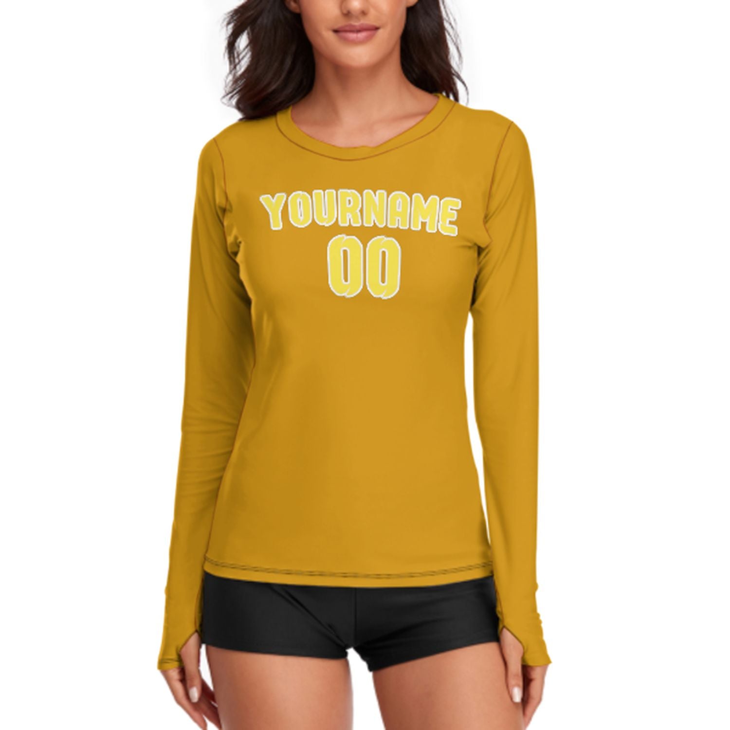 Maßgeschneidertes Gelb Blassgelb Damen Langarmshirt