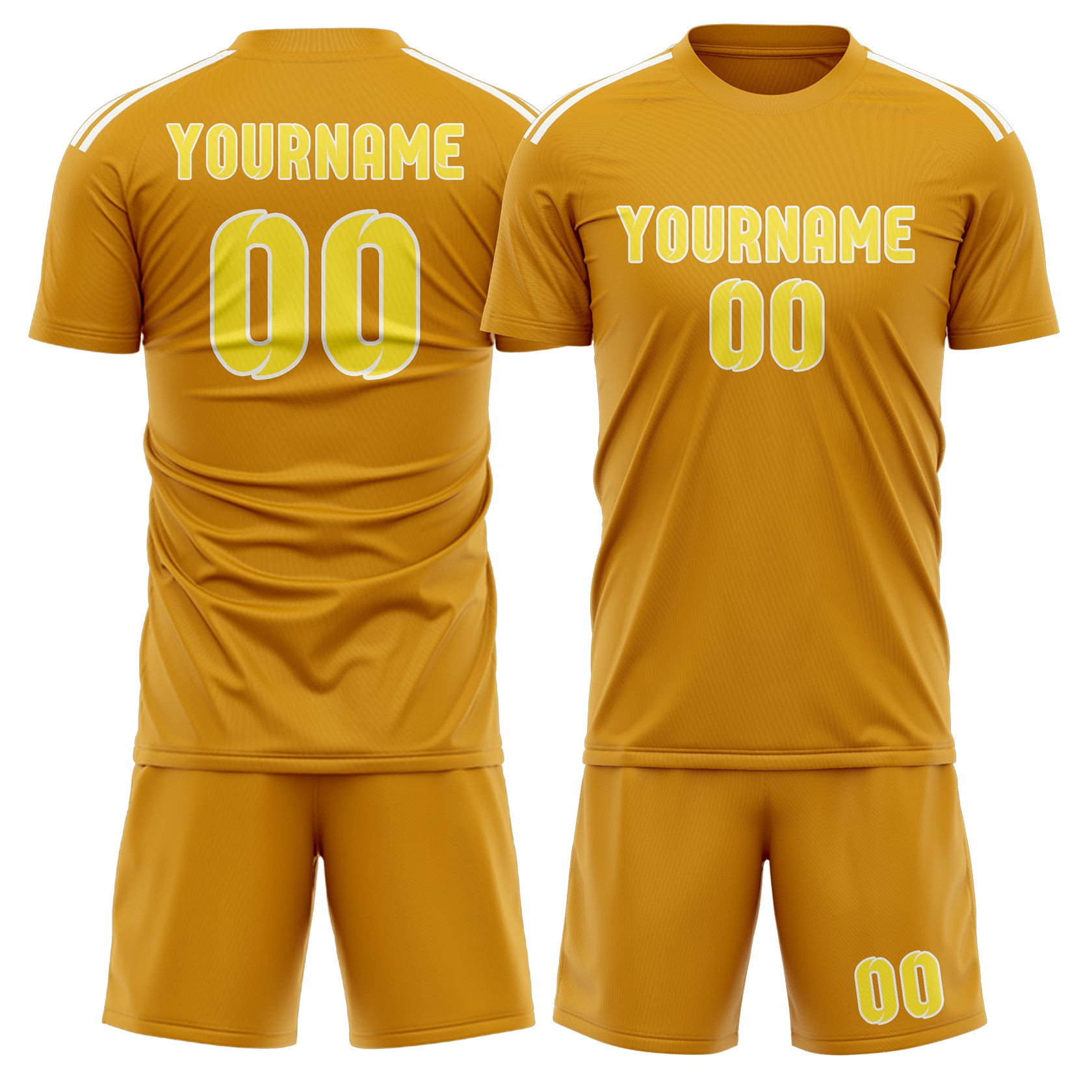Maßgeschneidertes Professionelles Gelb Blassgelb Fußballtrikot-Set