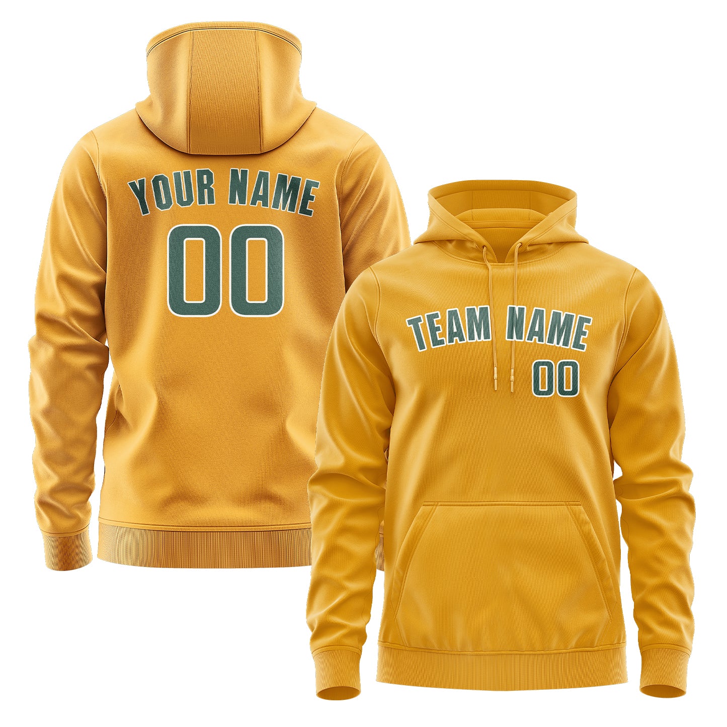 Maßgeschneidertes Gelb Blaugrün Hoodie