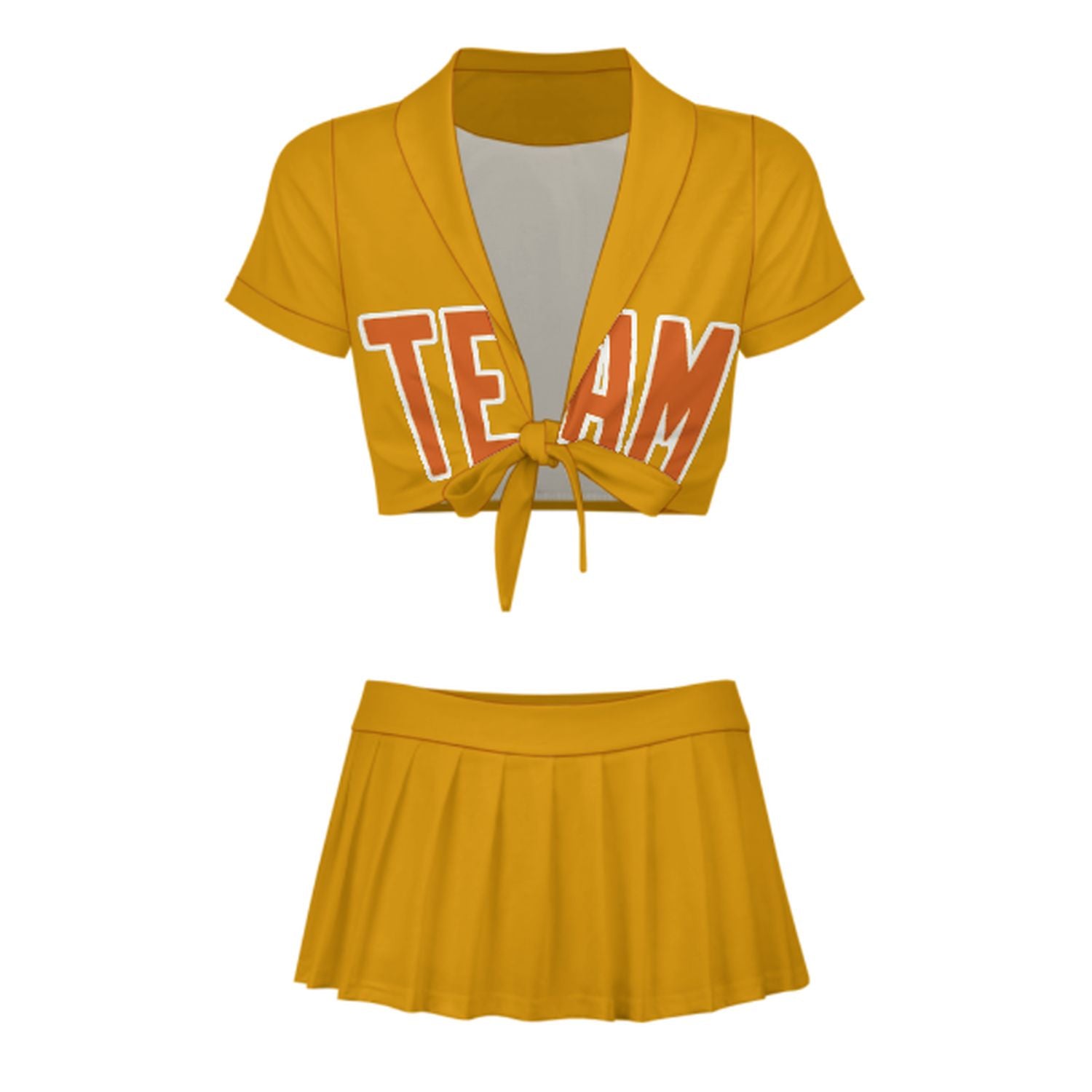 Maßgeschneidertes Gelb Orange Cheerleader Outfit Set