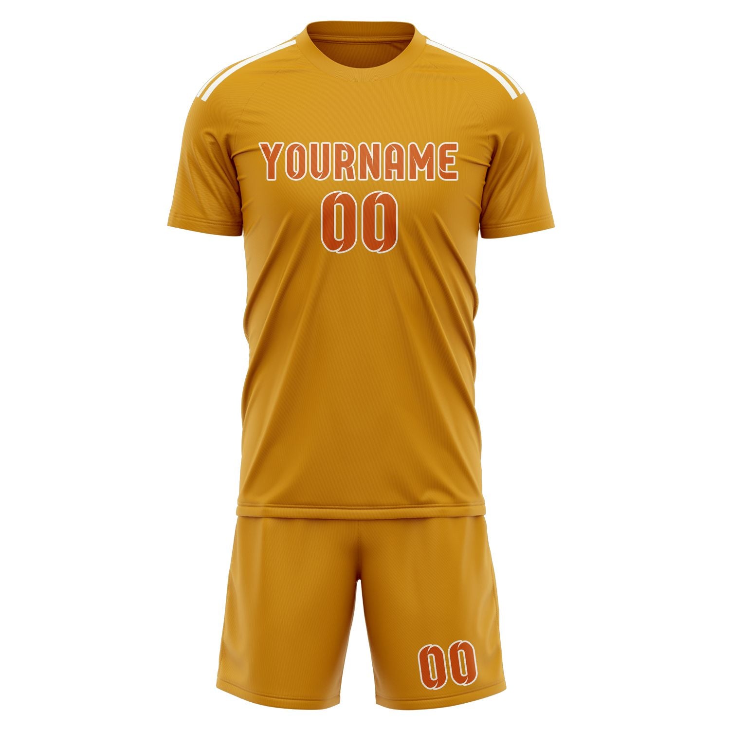 Maßgeschneidertes Professionelles Gelb Orange Fußballtrikot-Set