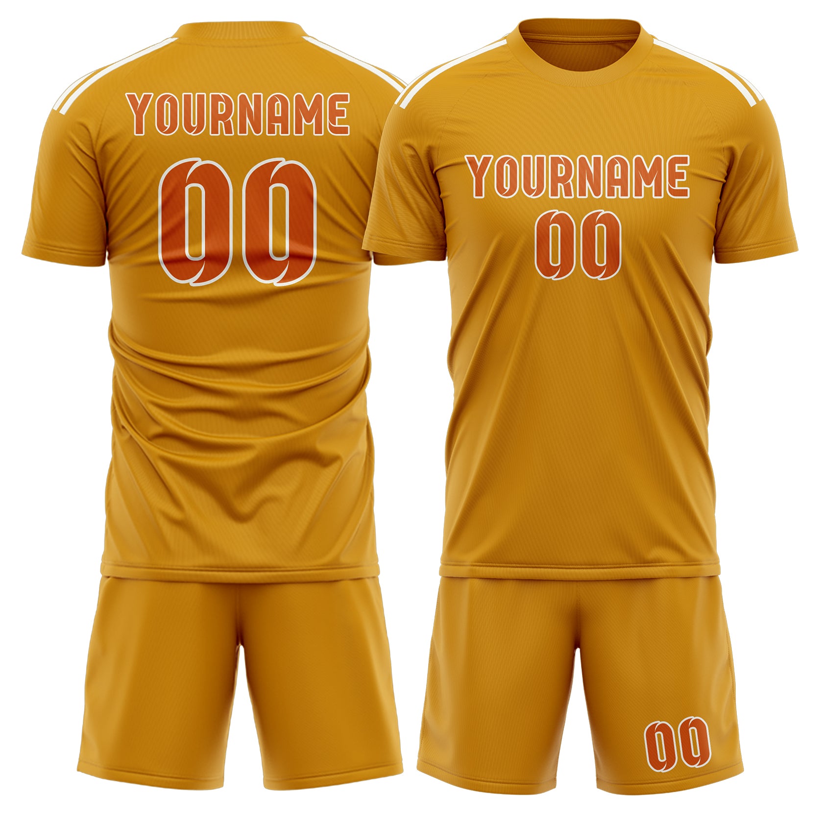 Maßgeschneidertes Professionelles Gelb Orange Fußballtrikot-Set